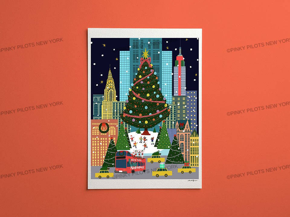 Christmas NYC Art print/Holiday NYC art print