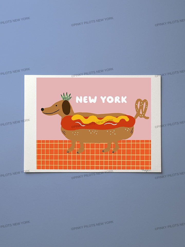 HOT Dog art print/wiener dog illustration /Dachshund Art Print