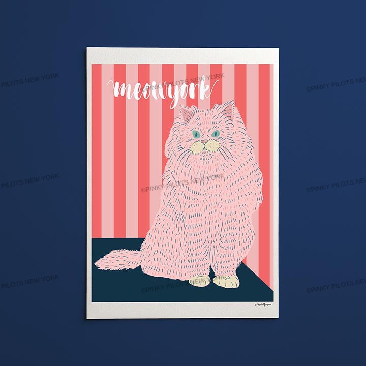 Meow york Cat art print/cat illustration /Persian cat art print