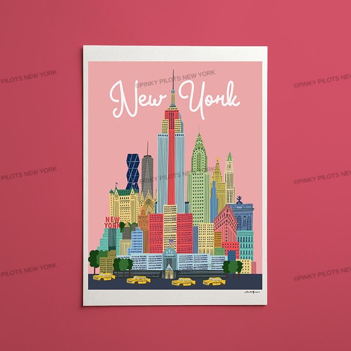 Pinky's Skyline NYC print/New York illustration