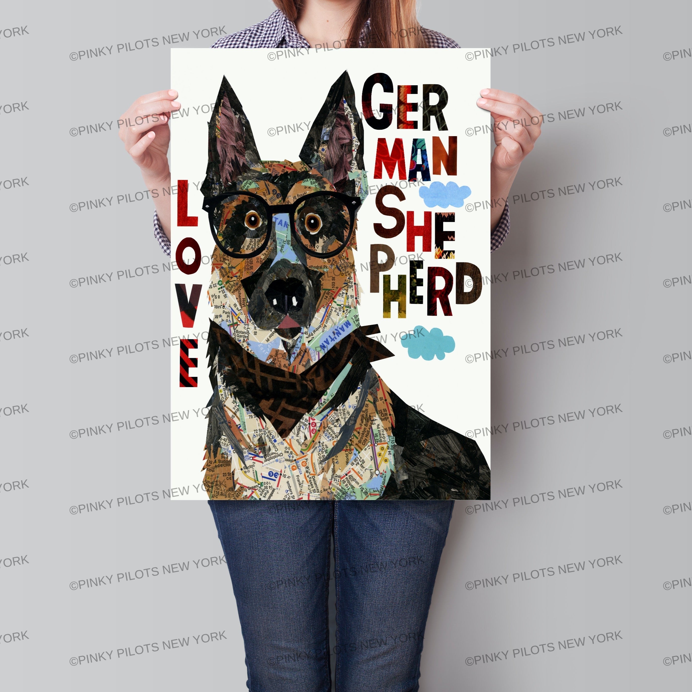 Map Dog German shepherd  - German shepherd art