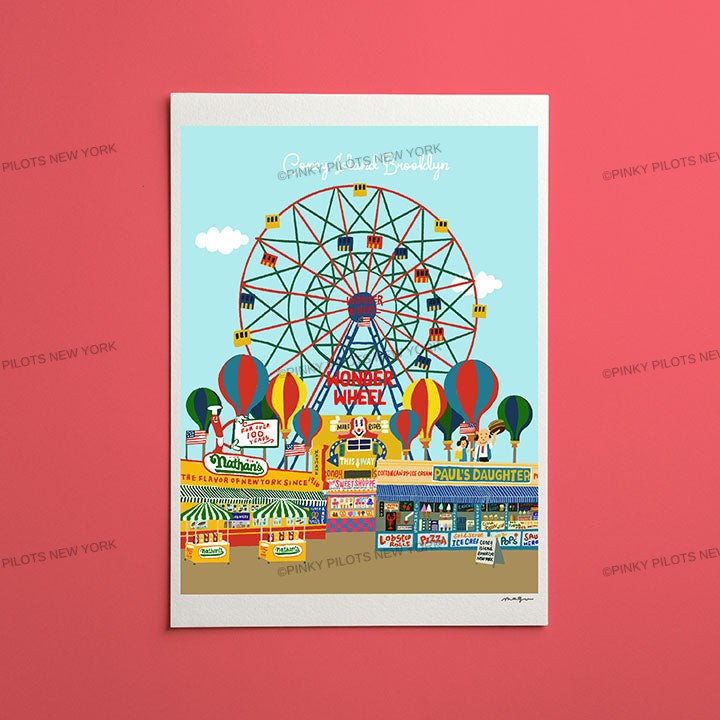 Coney Island Brooklyn New York illustration /Wonder wheel