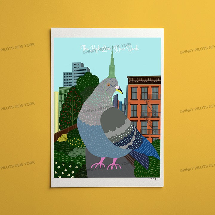 The High Line New York/NYC Pigeon Art Print
