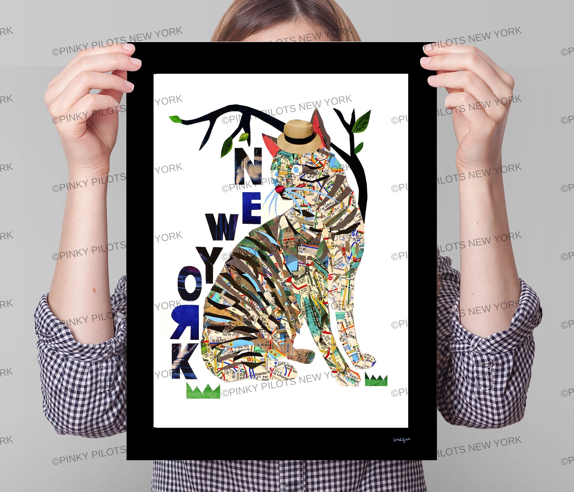 Map Cat love New York/Cat Art