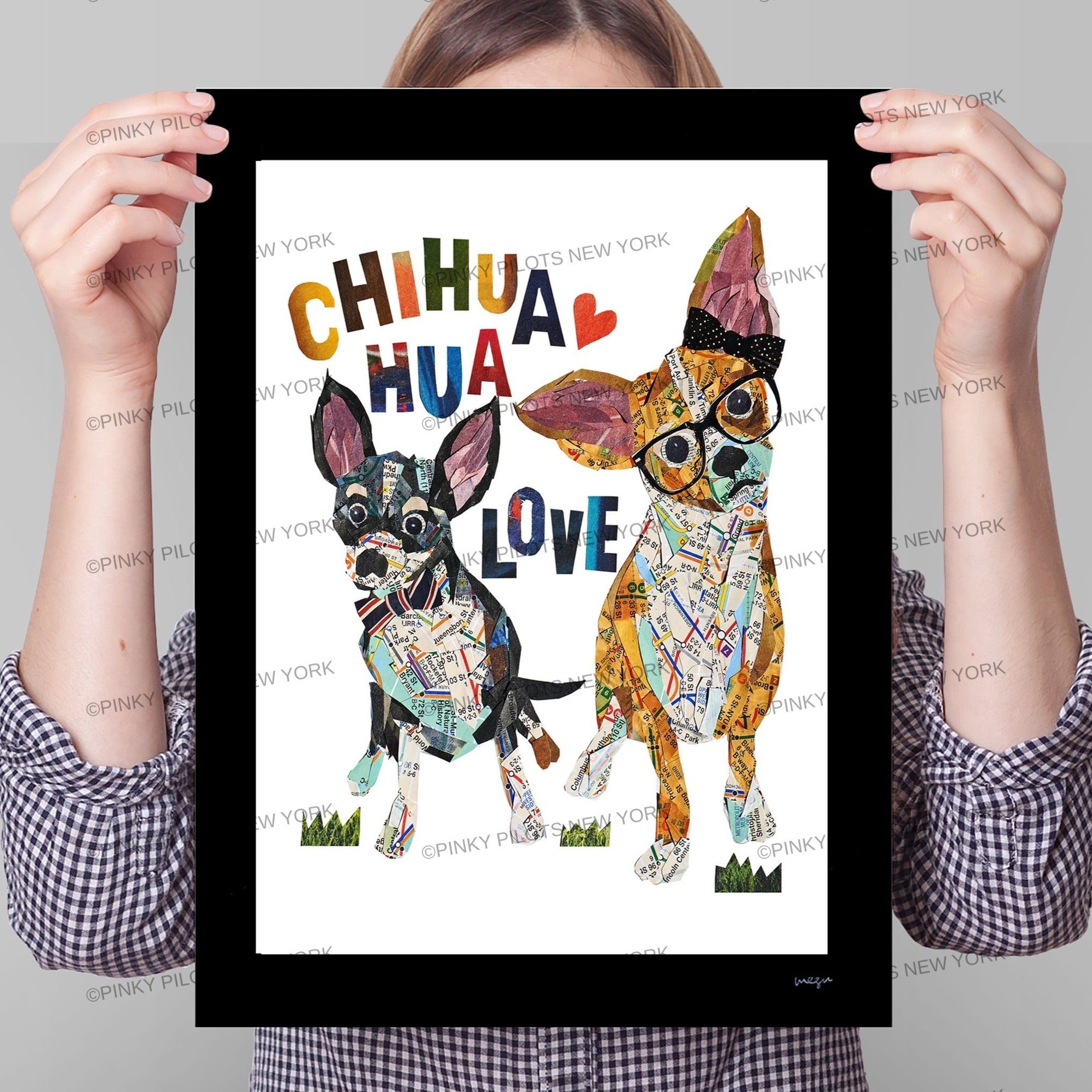 Map dog love CHIHUAHUA dog /Chihuahua dog Art