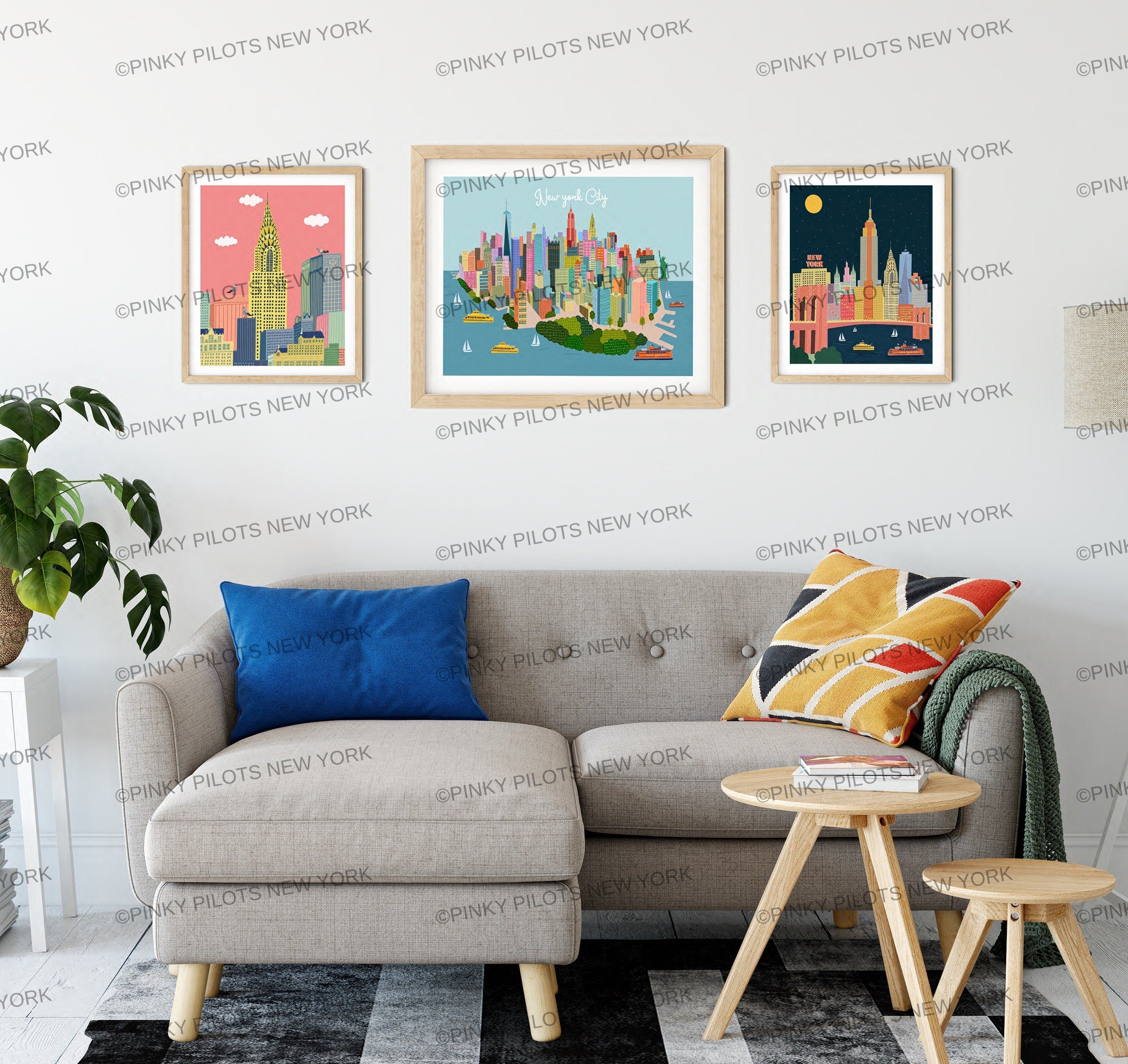 Manhattan Skyline Art Print/NYC art print/New York illustration