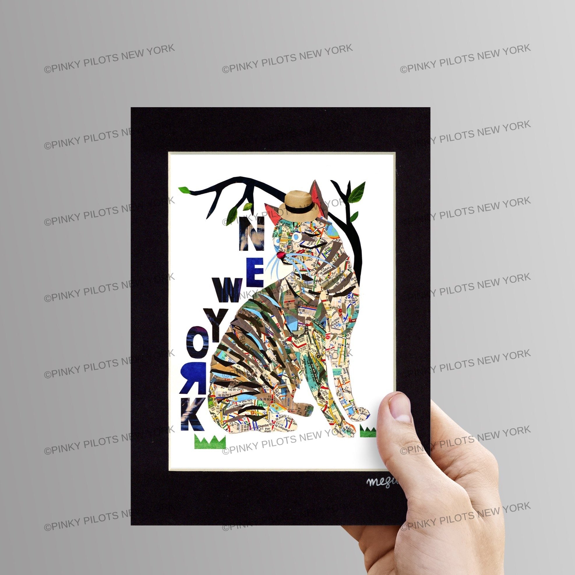 Map Cat love New York/Cat Art