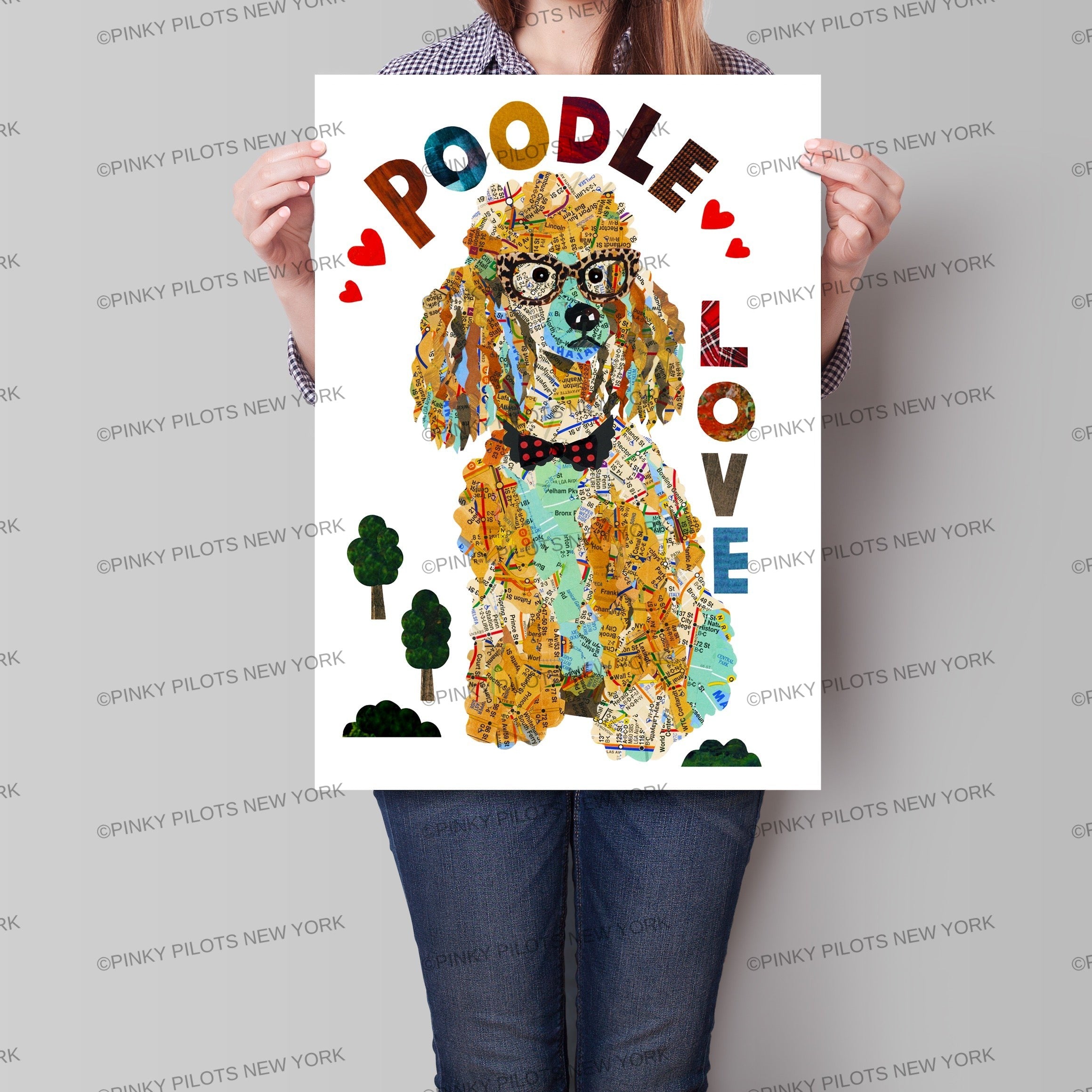 Map dog love TOY POODLE dog /POODLE ART