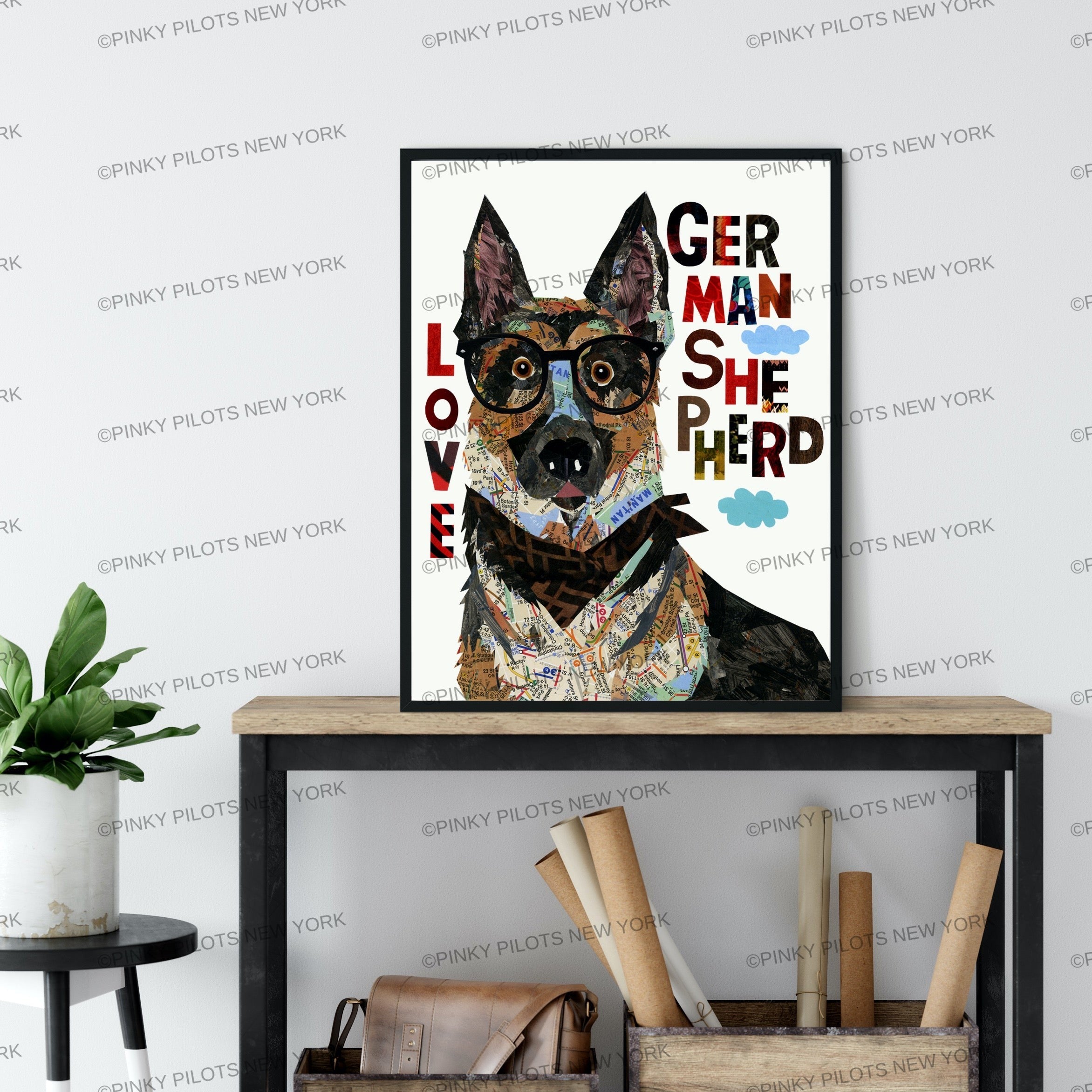 Map Dog German shepherd  - German shepherd art