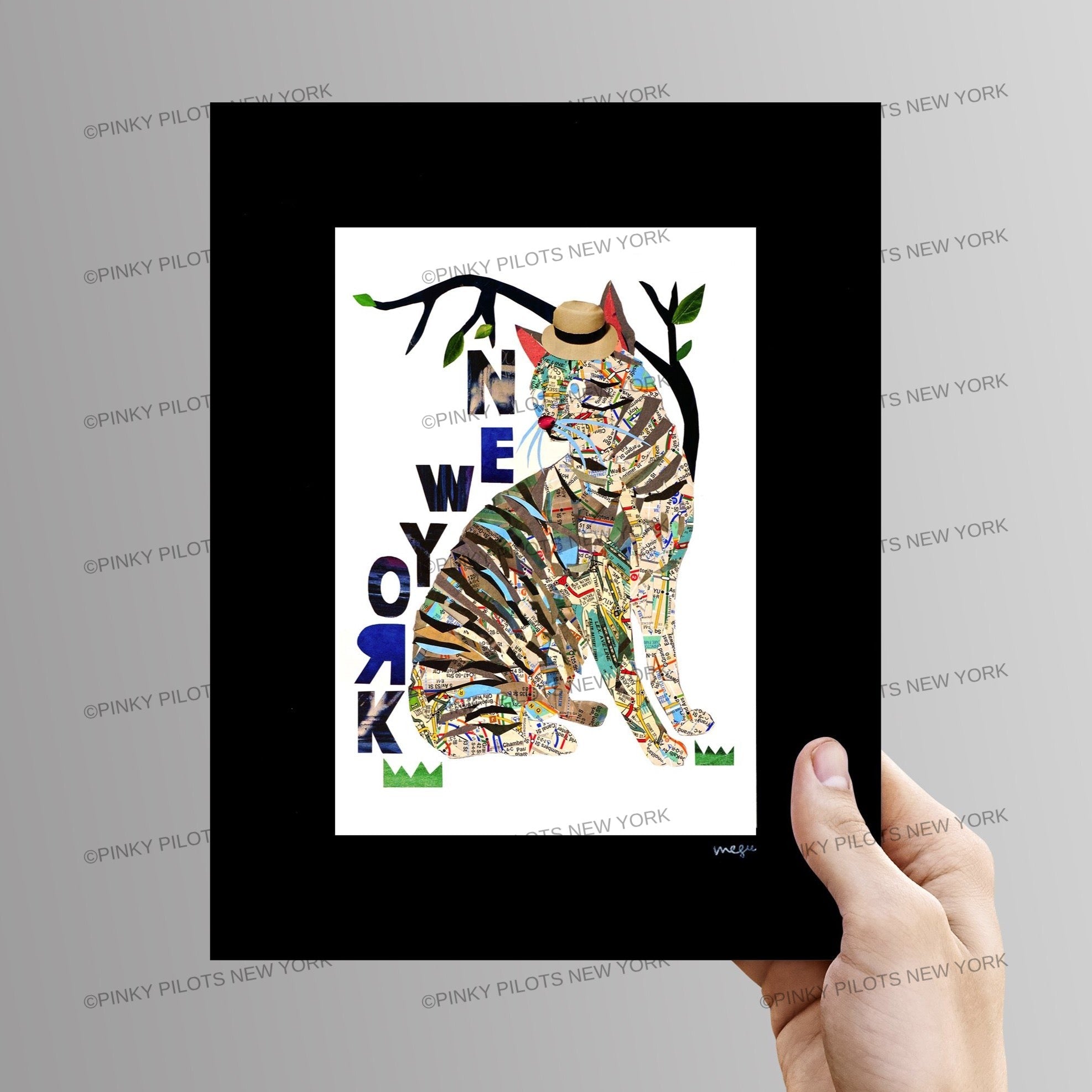 Map Cat love New York/Cat Art