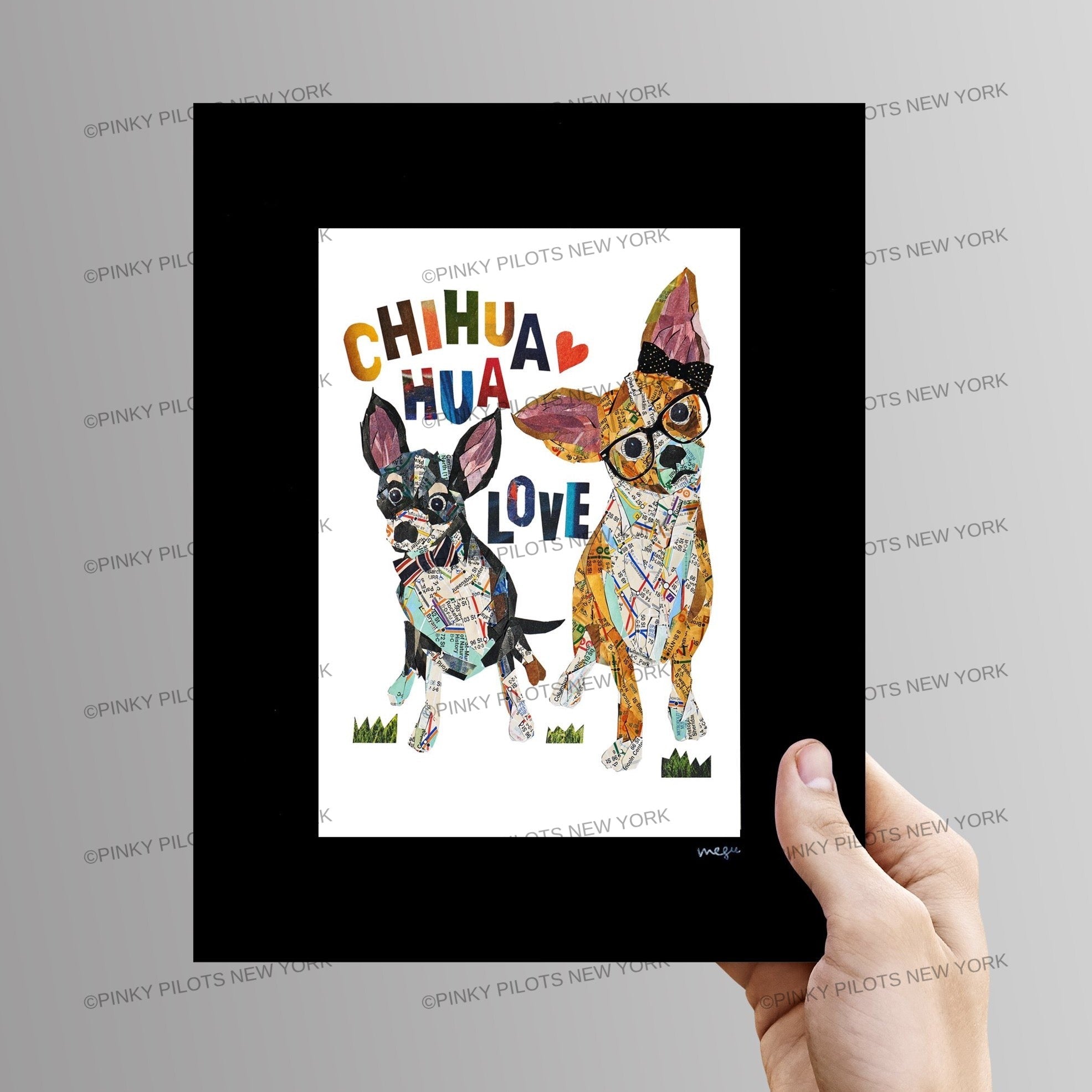 Map dog love CHIHUAHUA dog /Chihuahua dog Art