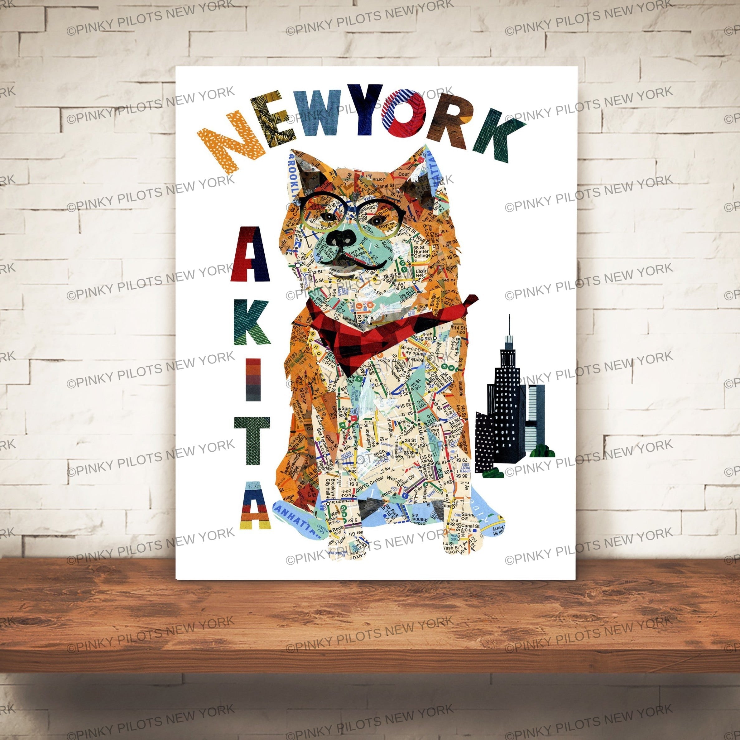 Map dog AKITA DOG /AKITA Dog Art