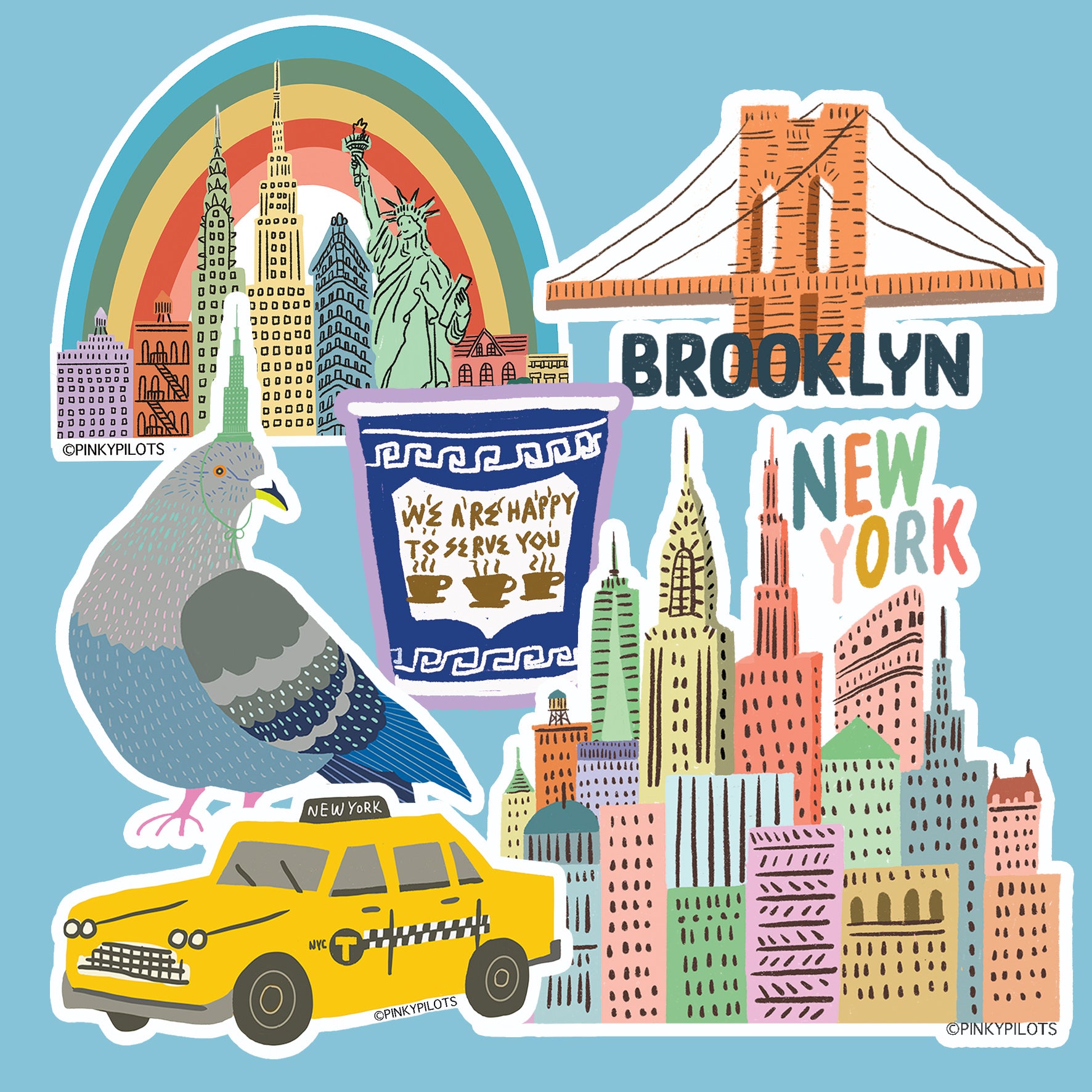 NYC ICON  6-PACK STICKERS SET  B