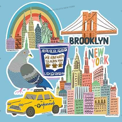NYC ICON  6-PACK STICKERS SET  B