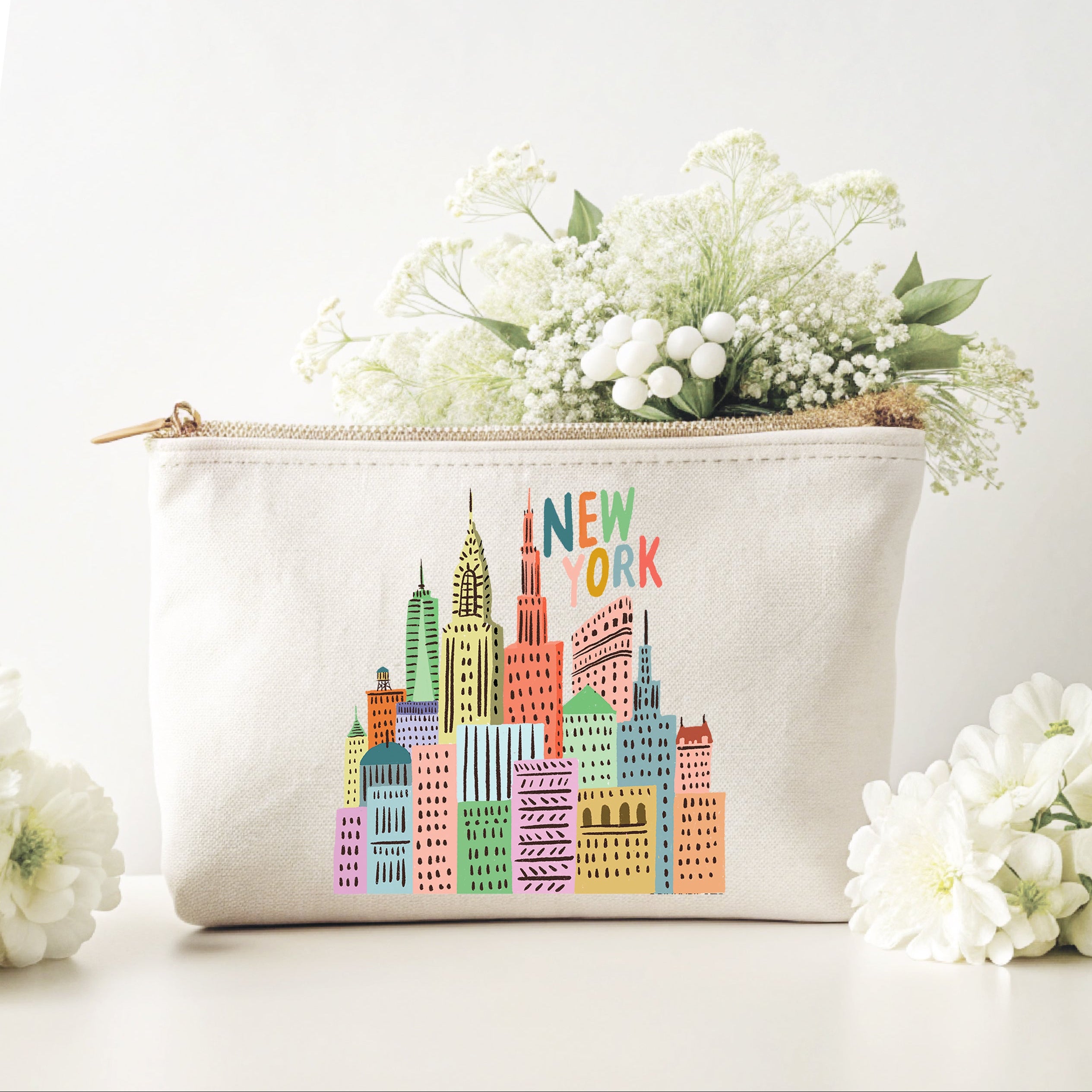 NEW YORK CANVAS COSMETIC MAKEUP BAG