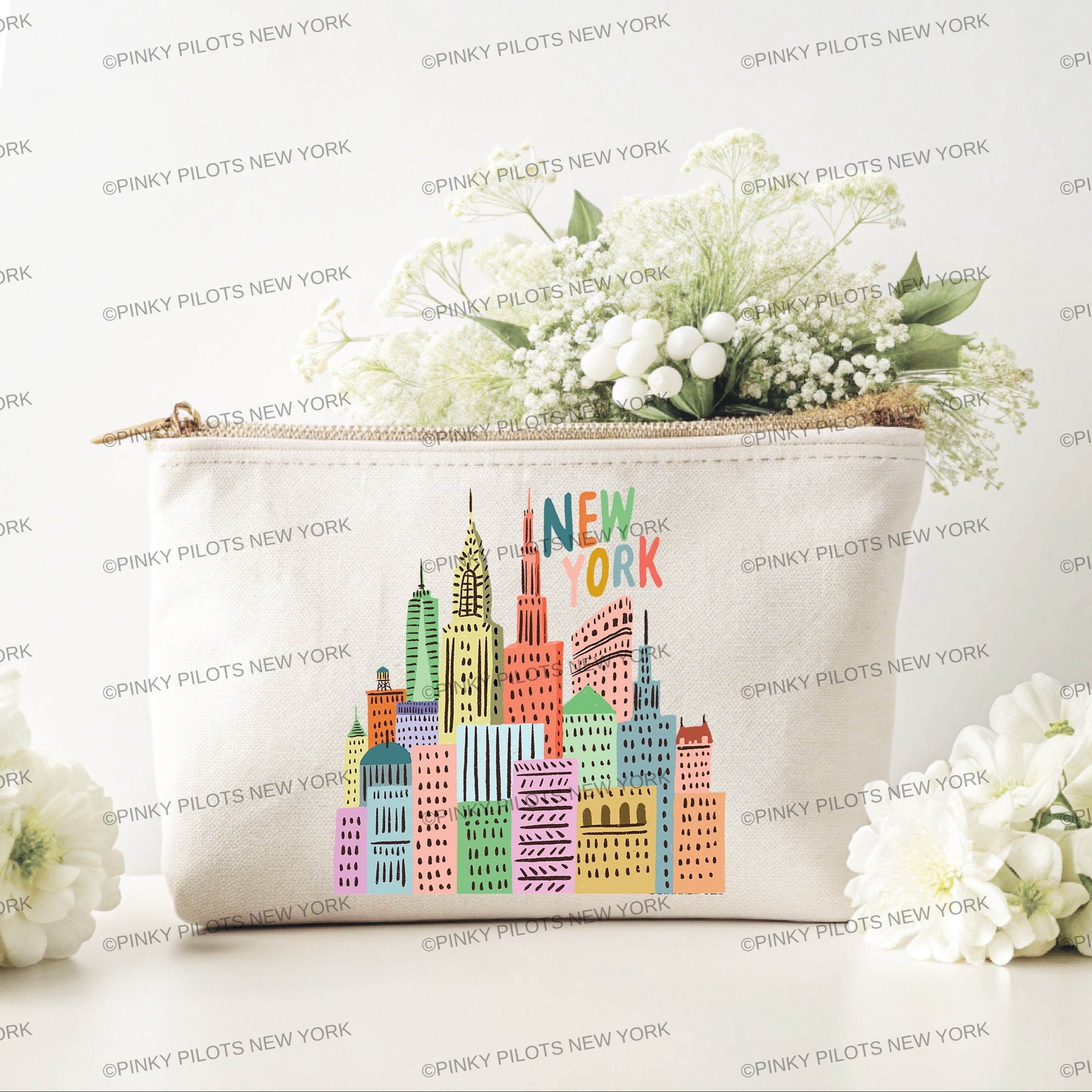 NEW YORK CANVAS COSMETIC MAKEUP BAG