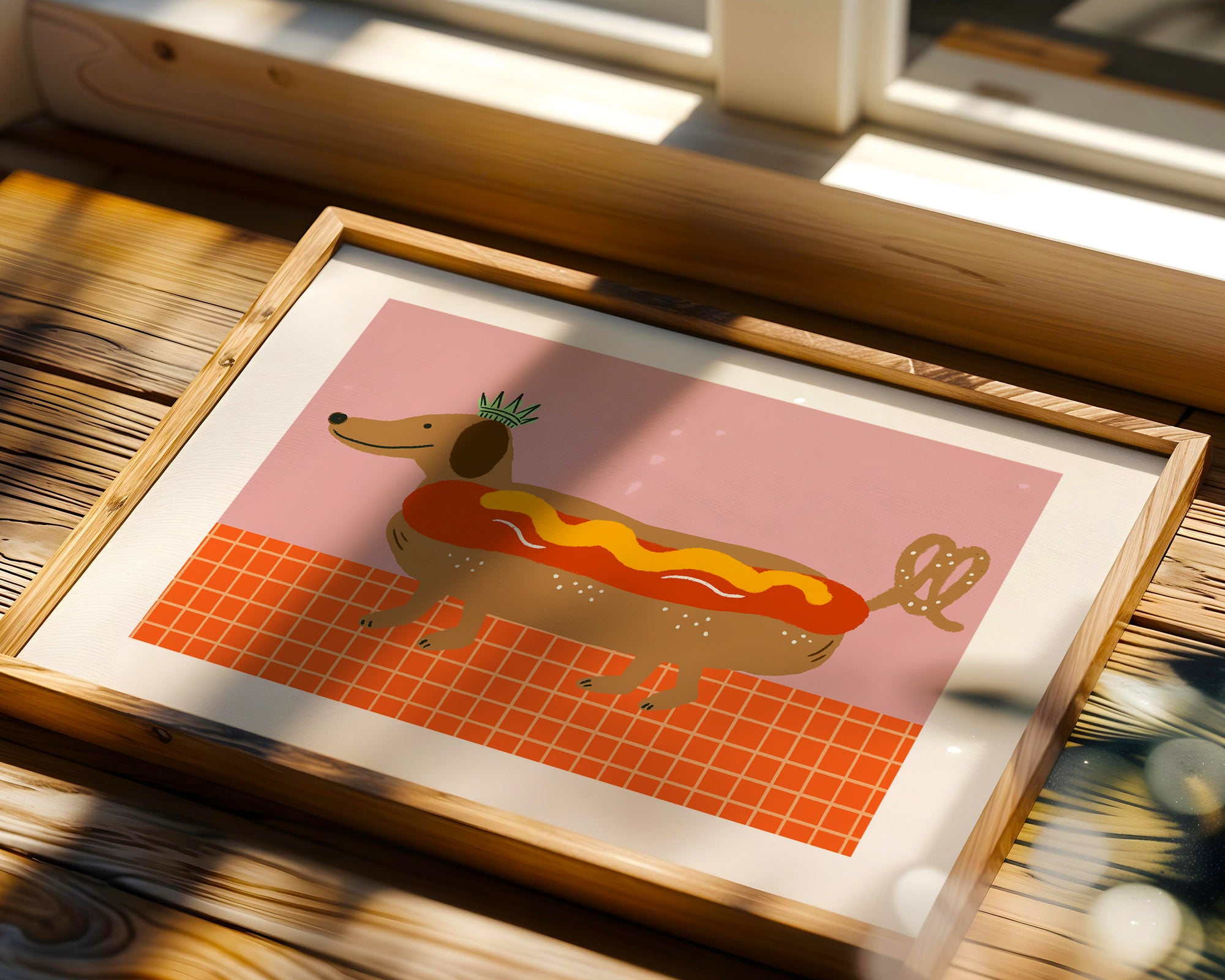 HOT Dog art print/wiener dog illustration /hot dog print wall art/Dachshund Art Print/Dachshund Art/wiener dog print/wiener dog art print