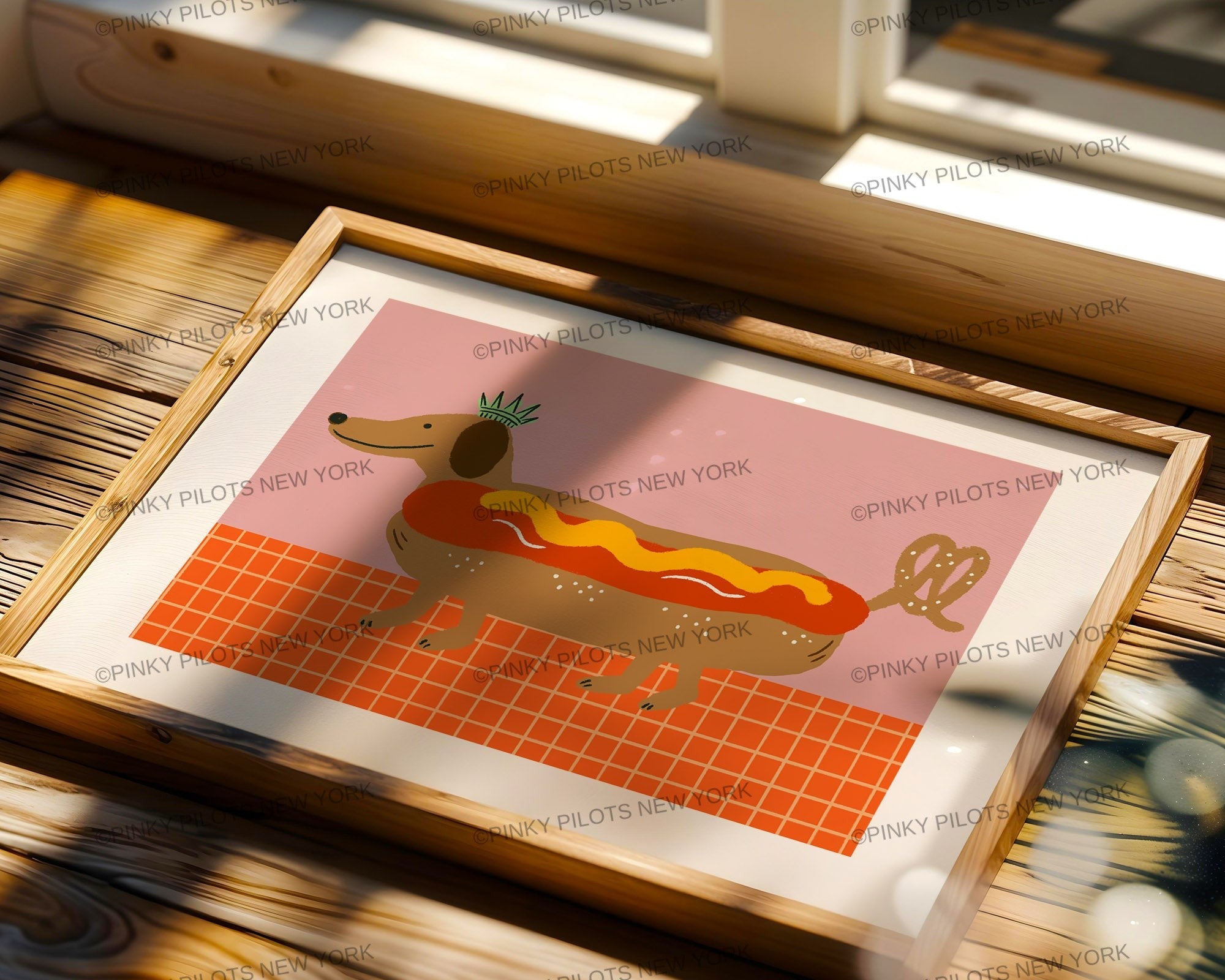 HOT Dog art print/wiener dog illustration /Dachshund Art Print