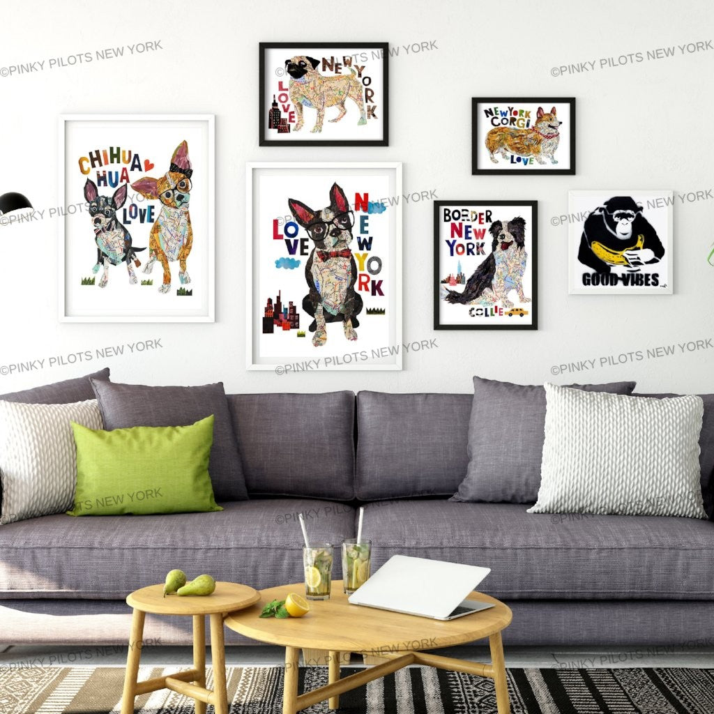 Map dog love CHIHUAHUA dog /Chihuahua dog Art