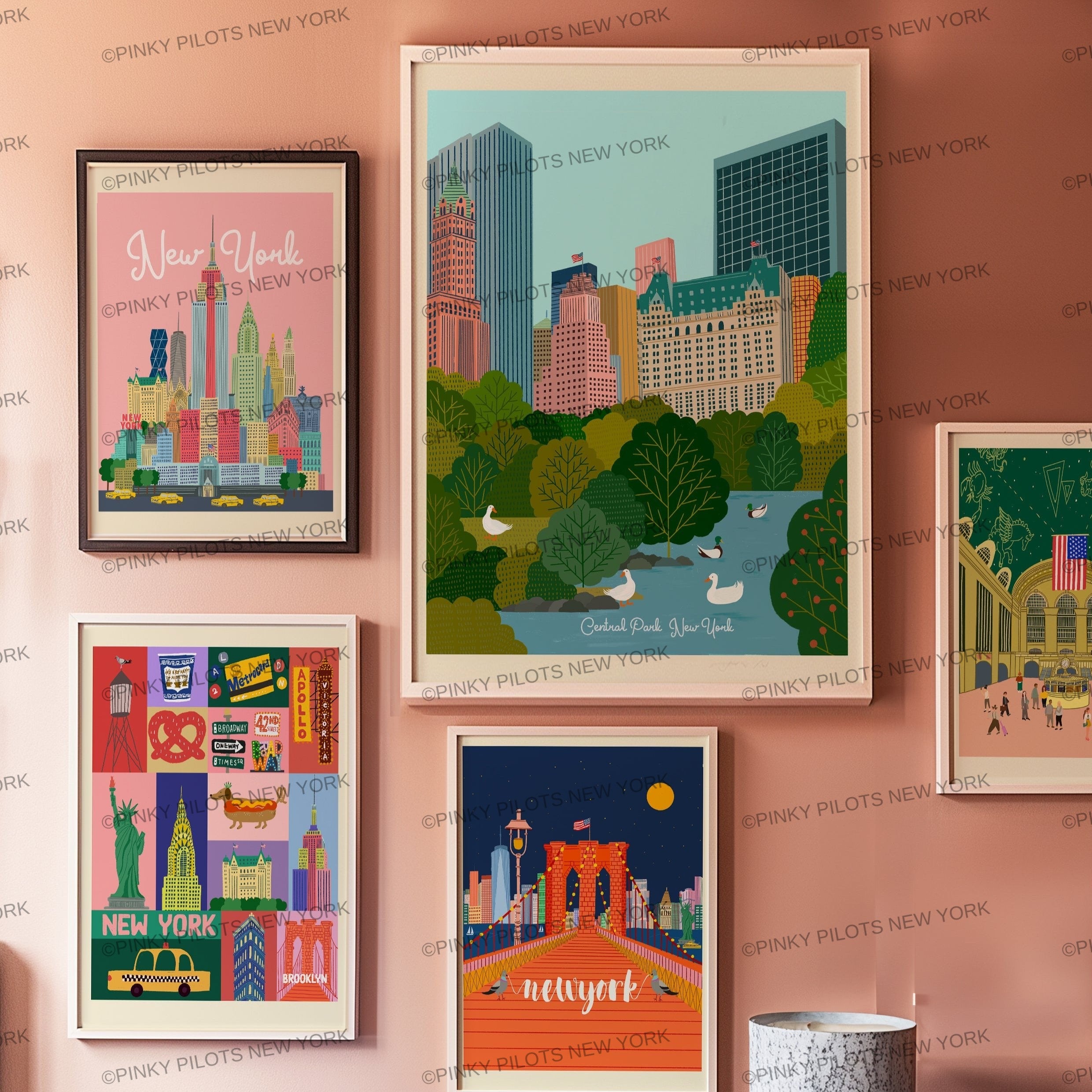 Big Apple NYC art print/New York illustration
