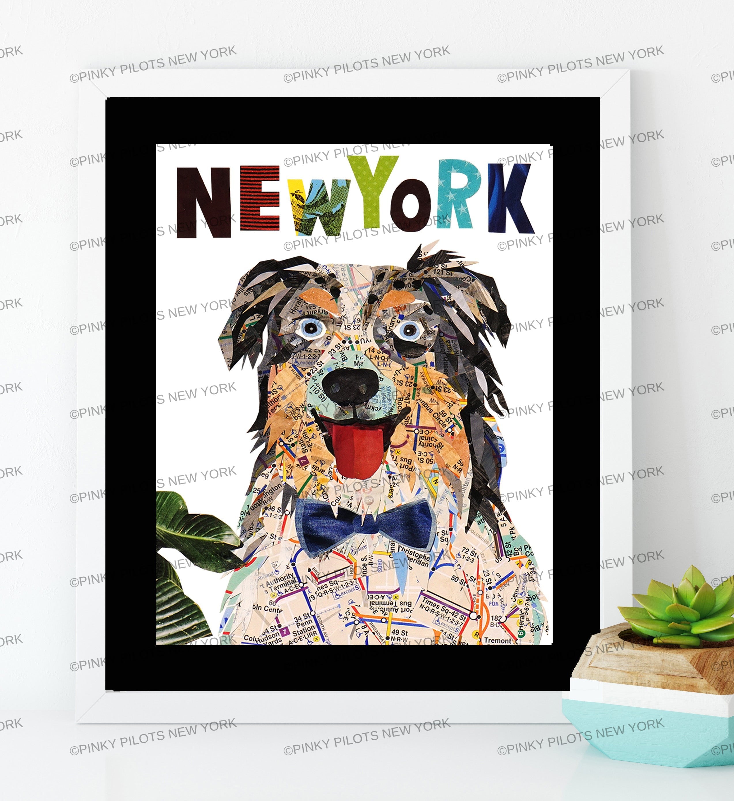 Map dog New York Australian shepherd/Aussie dog art