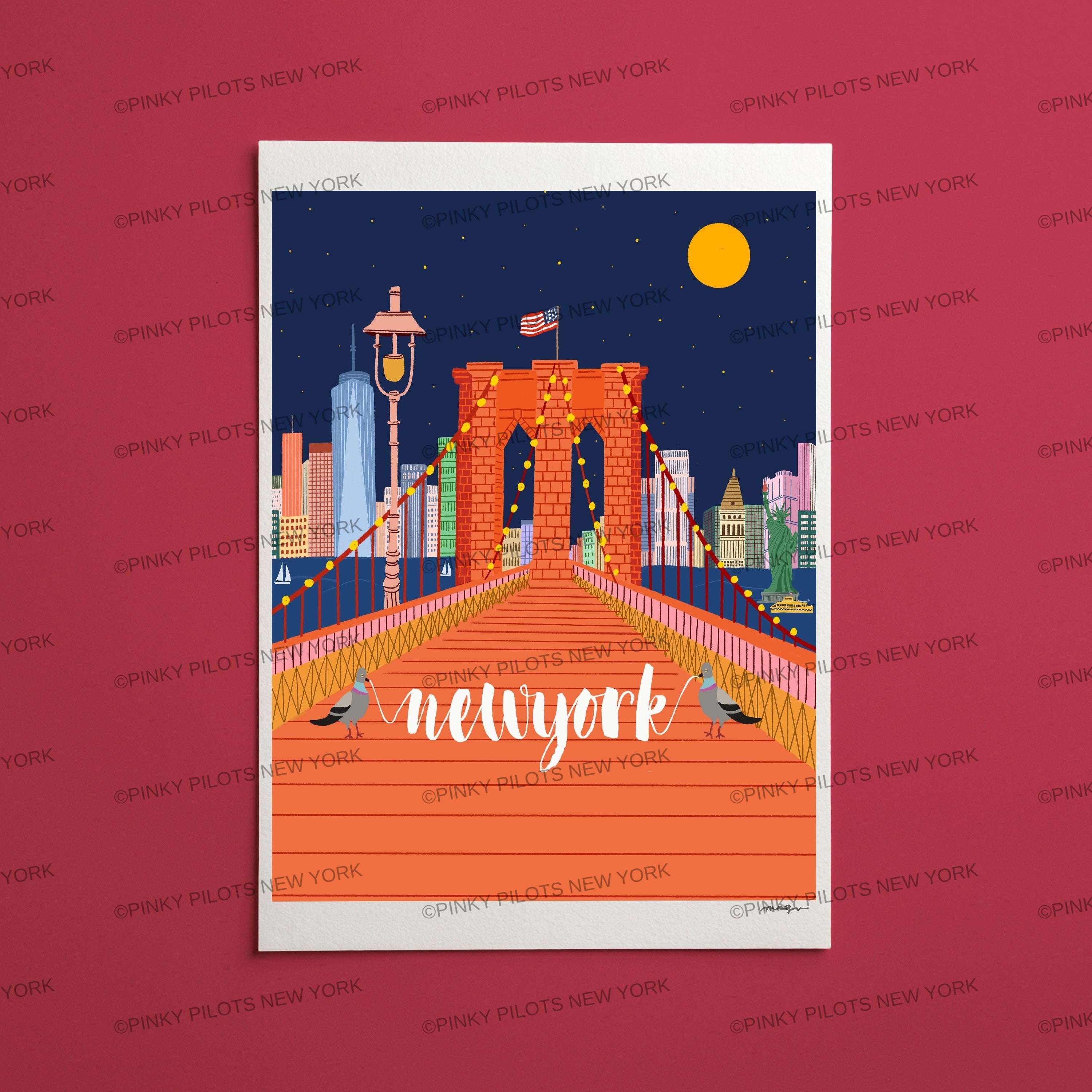 Brooklyn Bridge Art print/ Brooklyn Bridge/New York illustration