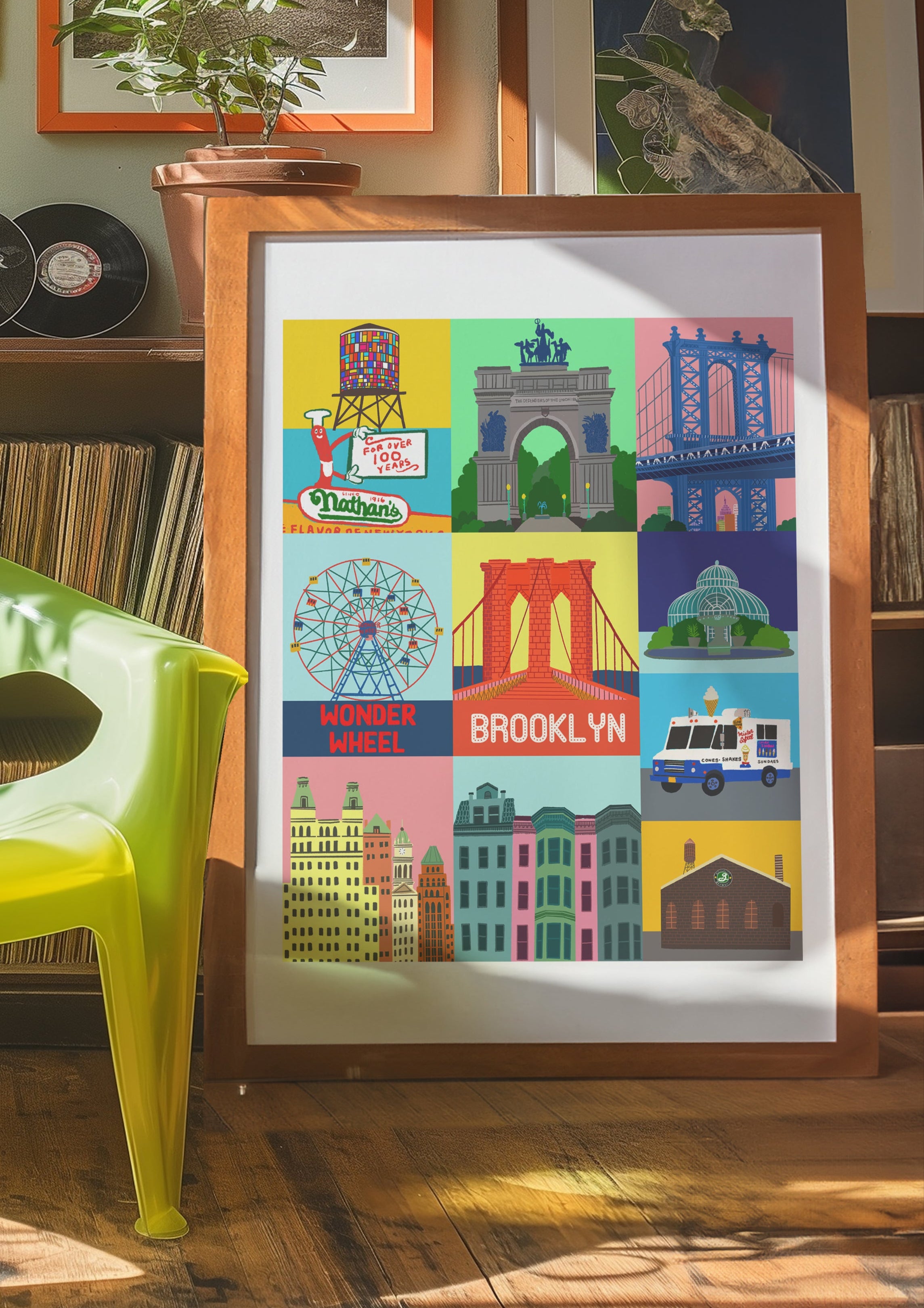 Brooklyn New York illustration /BROOKLYN ART/NEW YORK illustration/Brooklyn illustration/Brooklyn New York