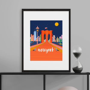 Brooklyn Bridge Art print/ Brooklyn Bridge/NYC art print/New York illustration /new york