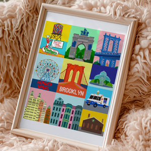 Brooklyn New York illustration /BROOKLYN ART/NEW YORK illustration/Brooklyn illustration/Brooklyn New York