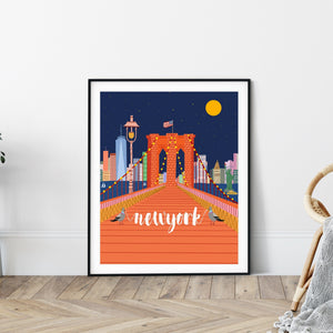 Brooklyn Bridge Art print/ Brooklyn Bridge/NYC art print/New York illustration /new york