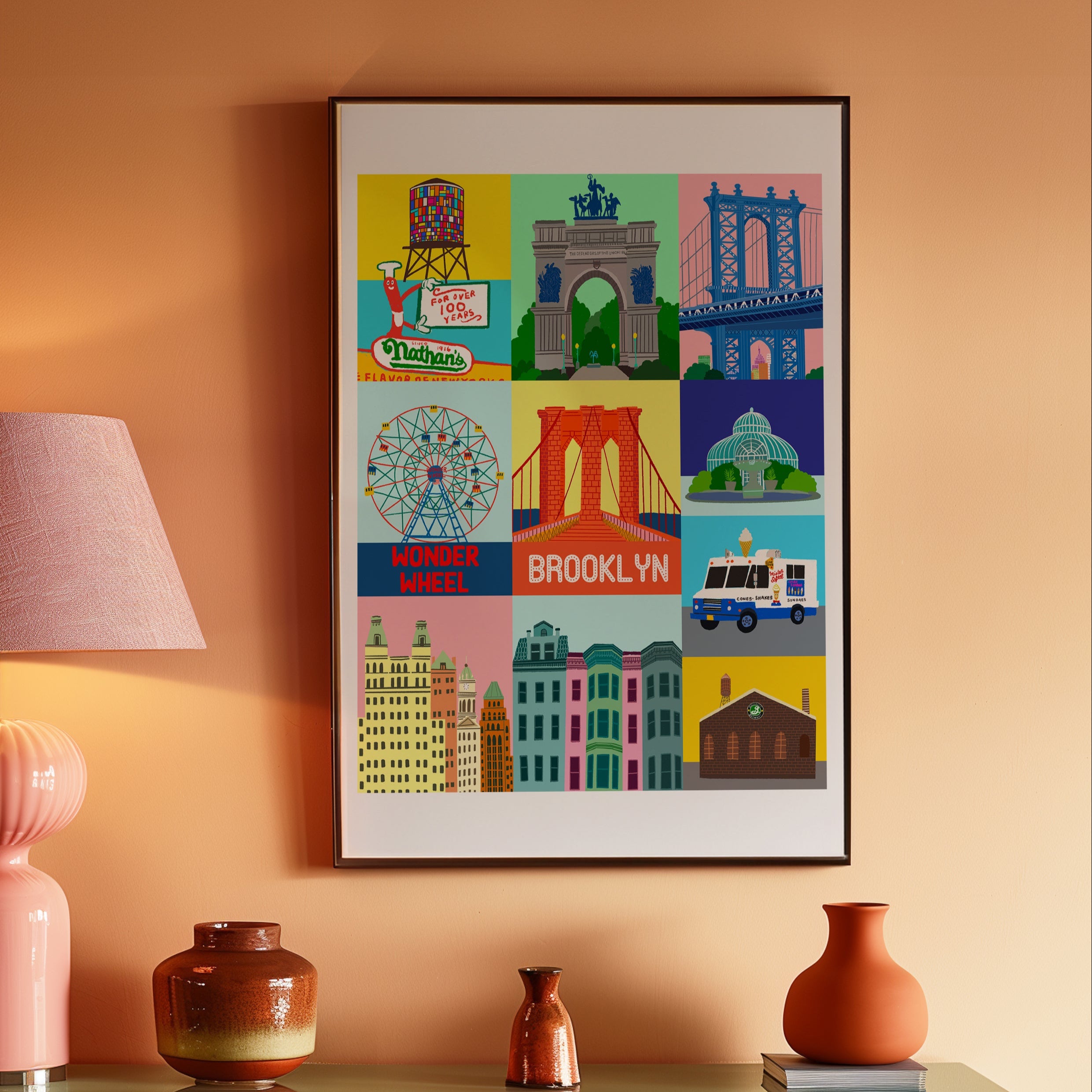 Brooklyn New York illustration /BROOKLYN ART/NEW YORK illustration/Brooklyn illustration/Brooklyn New York