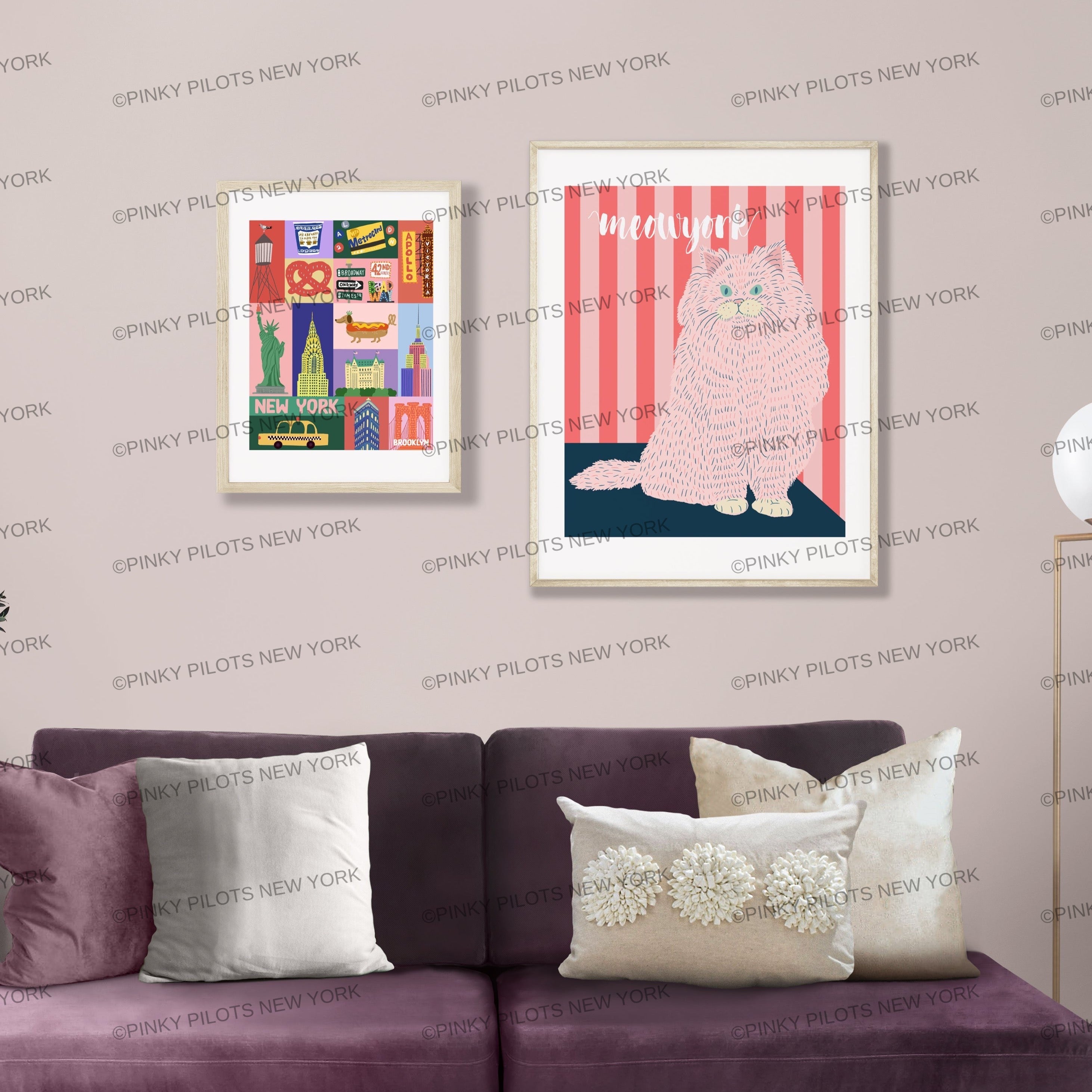 Meow york Cat art print/cat illustration /Persian cat art print