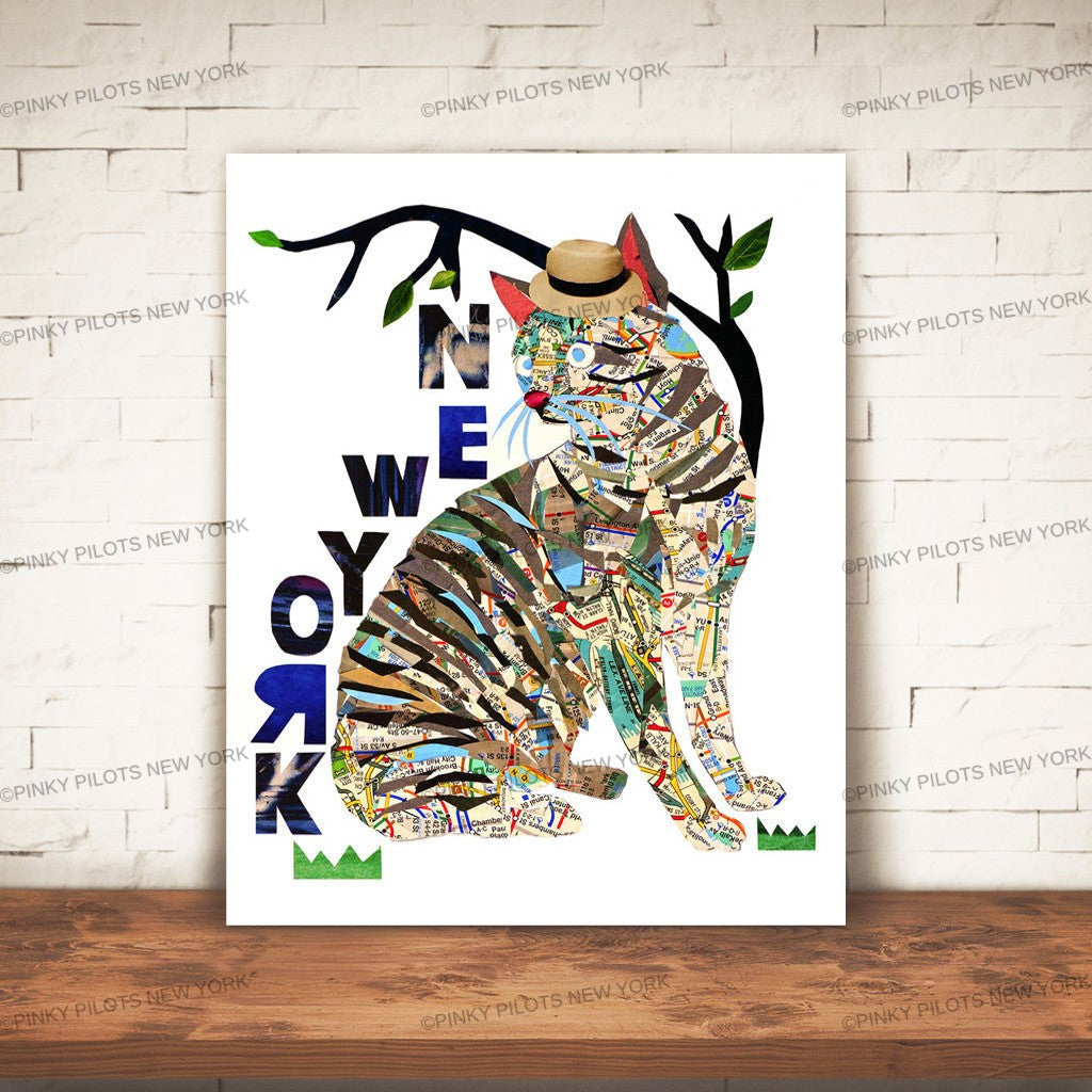 Map Cat love New York/Cat Art