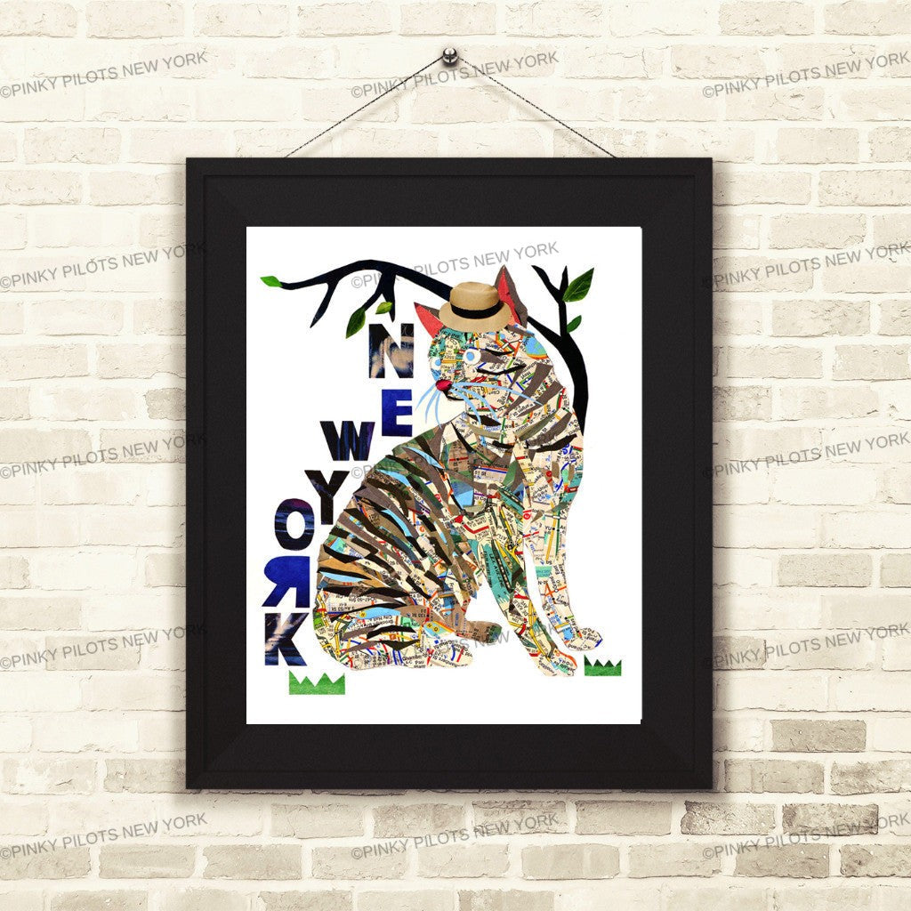 Map Cat love New York/Cat Art