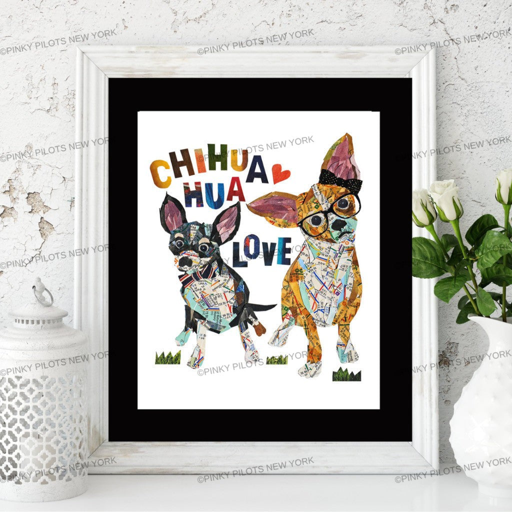 Map dog love CHIHUAHUA dog /Chihuahua dog Art