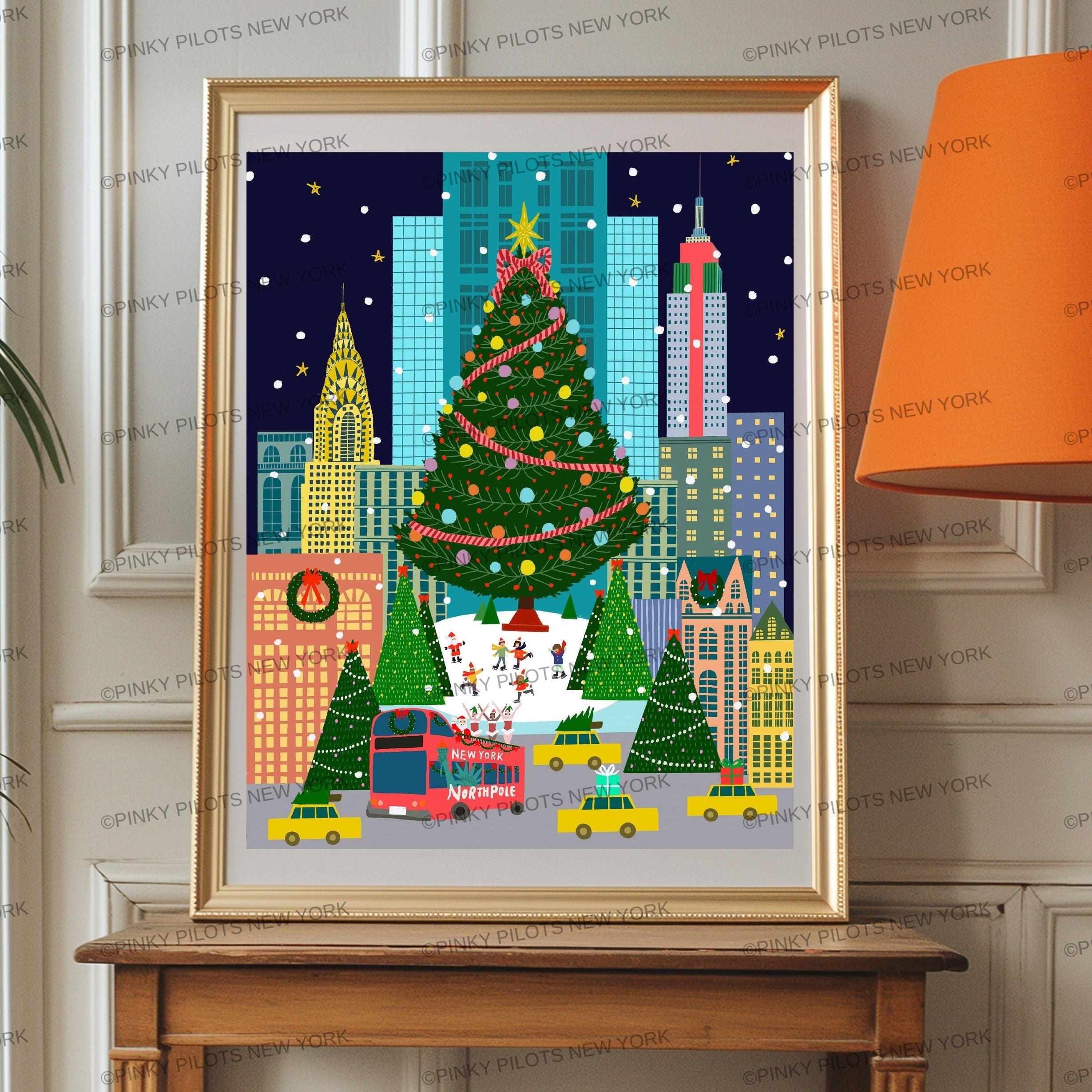 Christmas NYC Art print/Holiday NYC art print