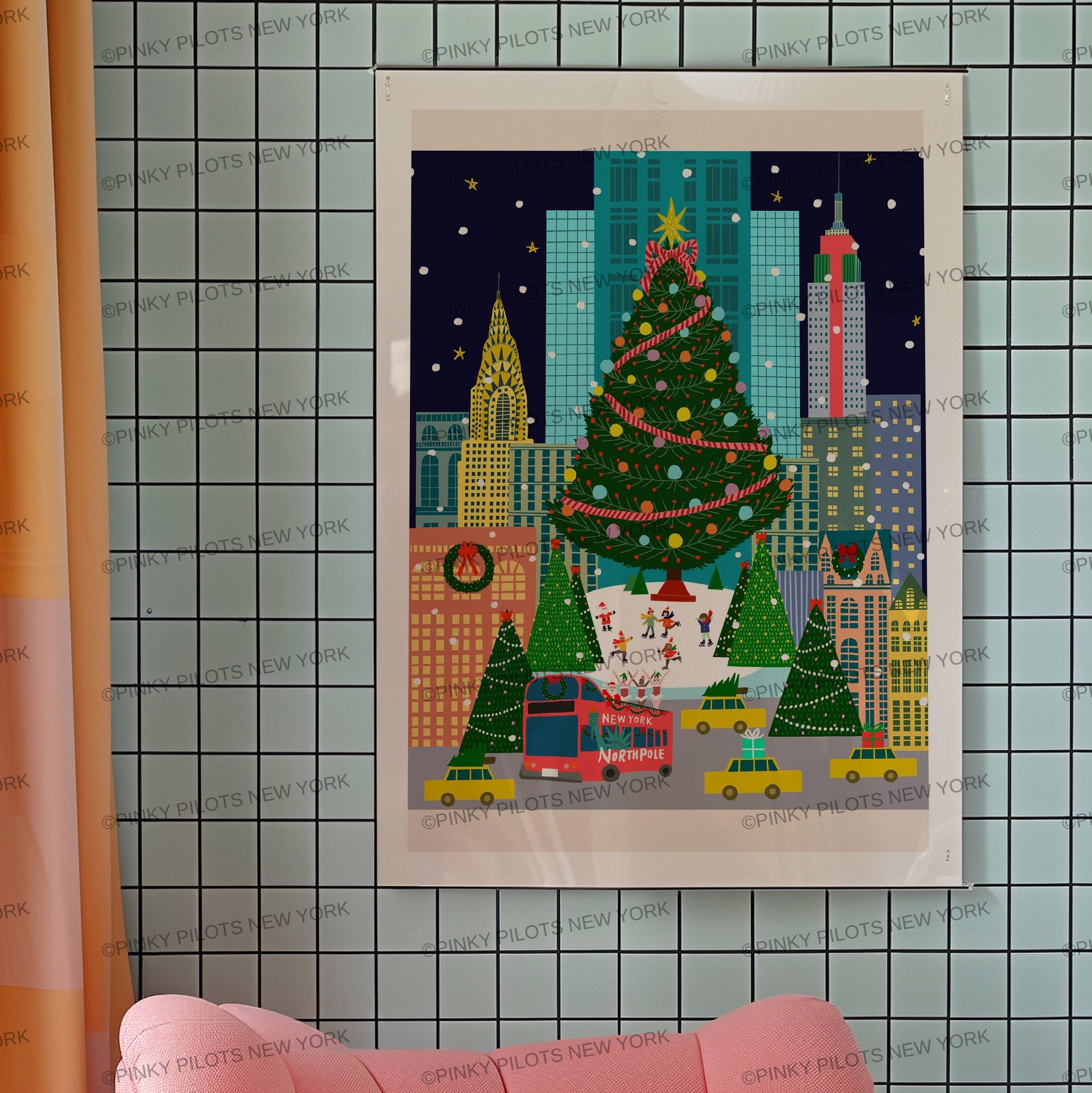 Christmas NYC Art print/Holiday NYC art print