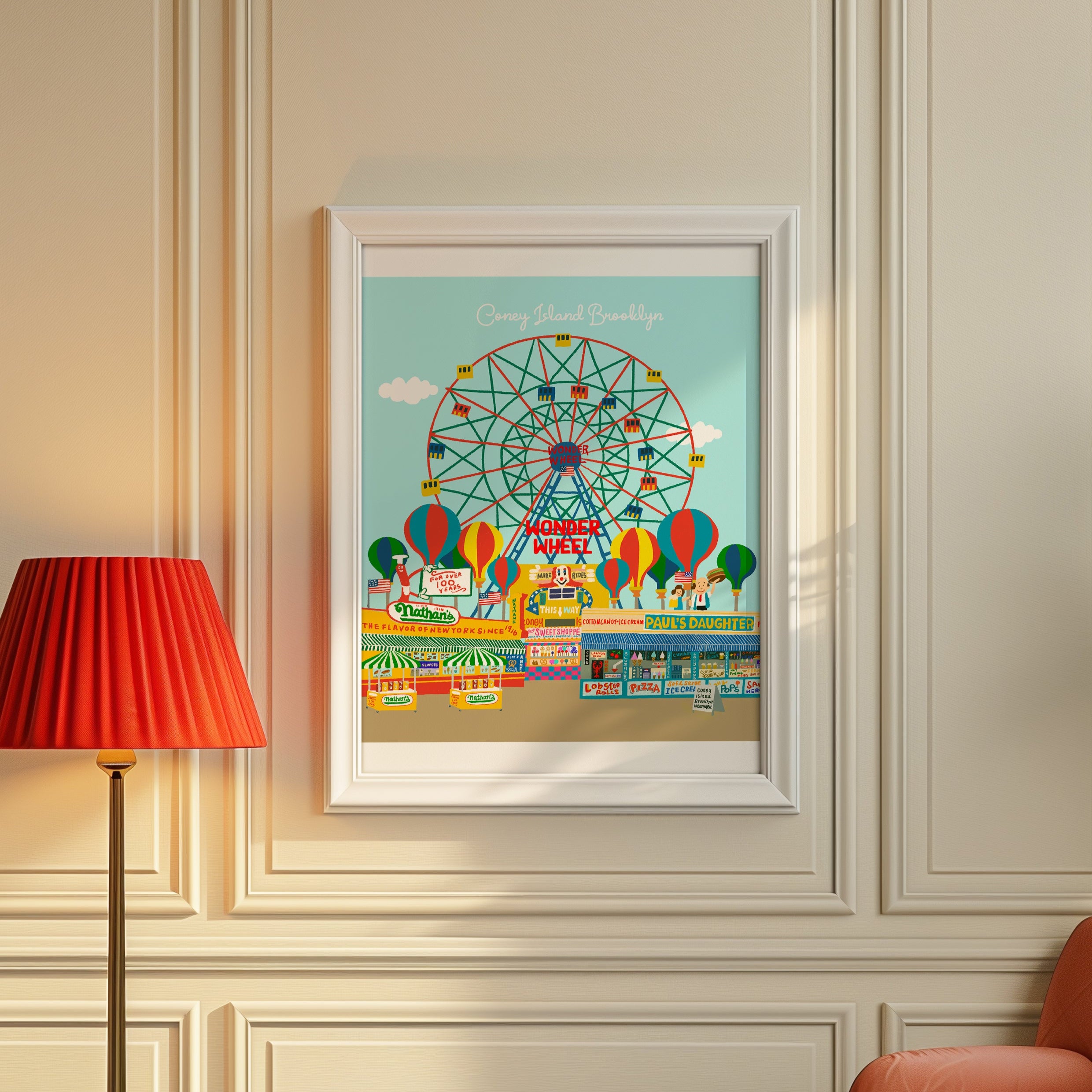 Coney Island Brooklyn New York illustration /CONEY ISLAND ART/Wonder wheel illustration