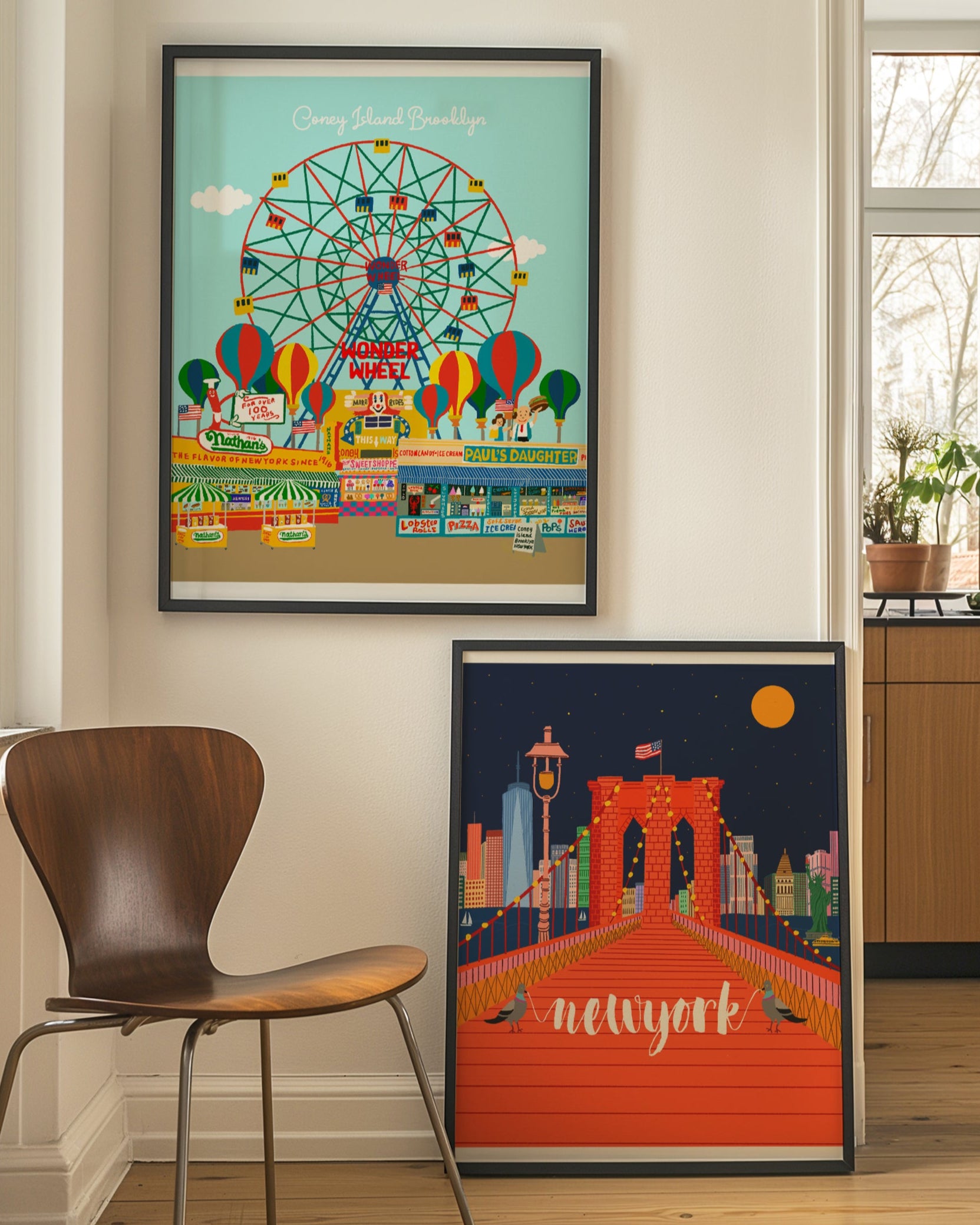 Coney Island Brooklyn New York illustration /CONEY ISLAND ART/Wonder wheel illustration