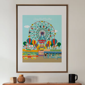 Coney Island Brooklyn New York illustration /CONEY ISLAND ART/Wonder wheel illustration