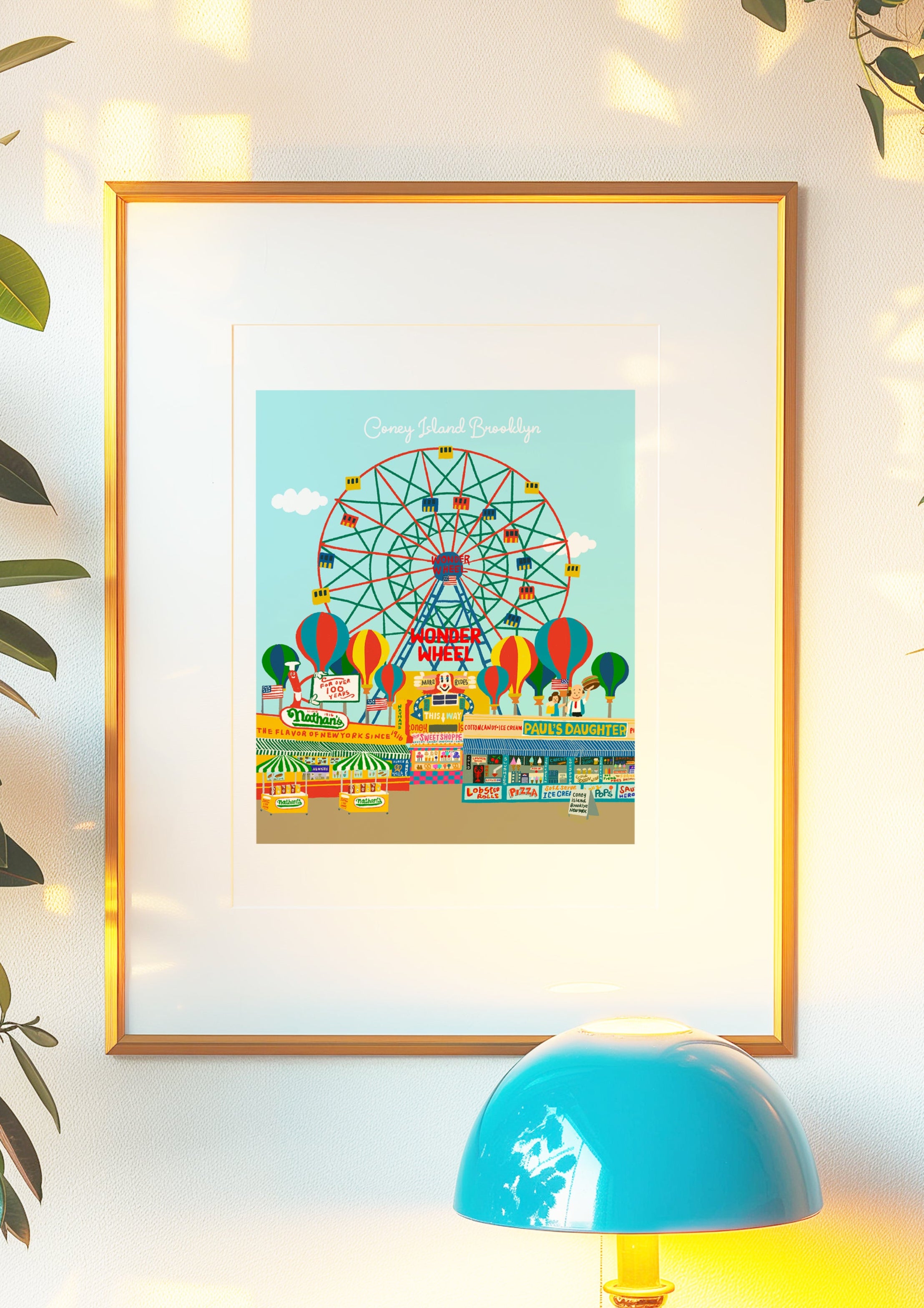 Coney Island Brooklyn New York illustration /CONEY ISLAND ART/Wonder wheel illustration