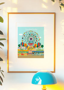 Coney Island Brooklyn New York illustration /CONEY ISLAND ART/Wonder wheel illustration