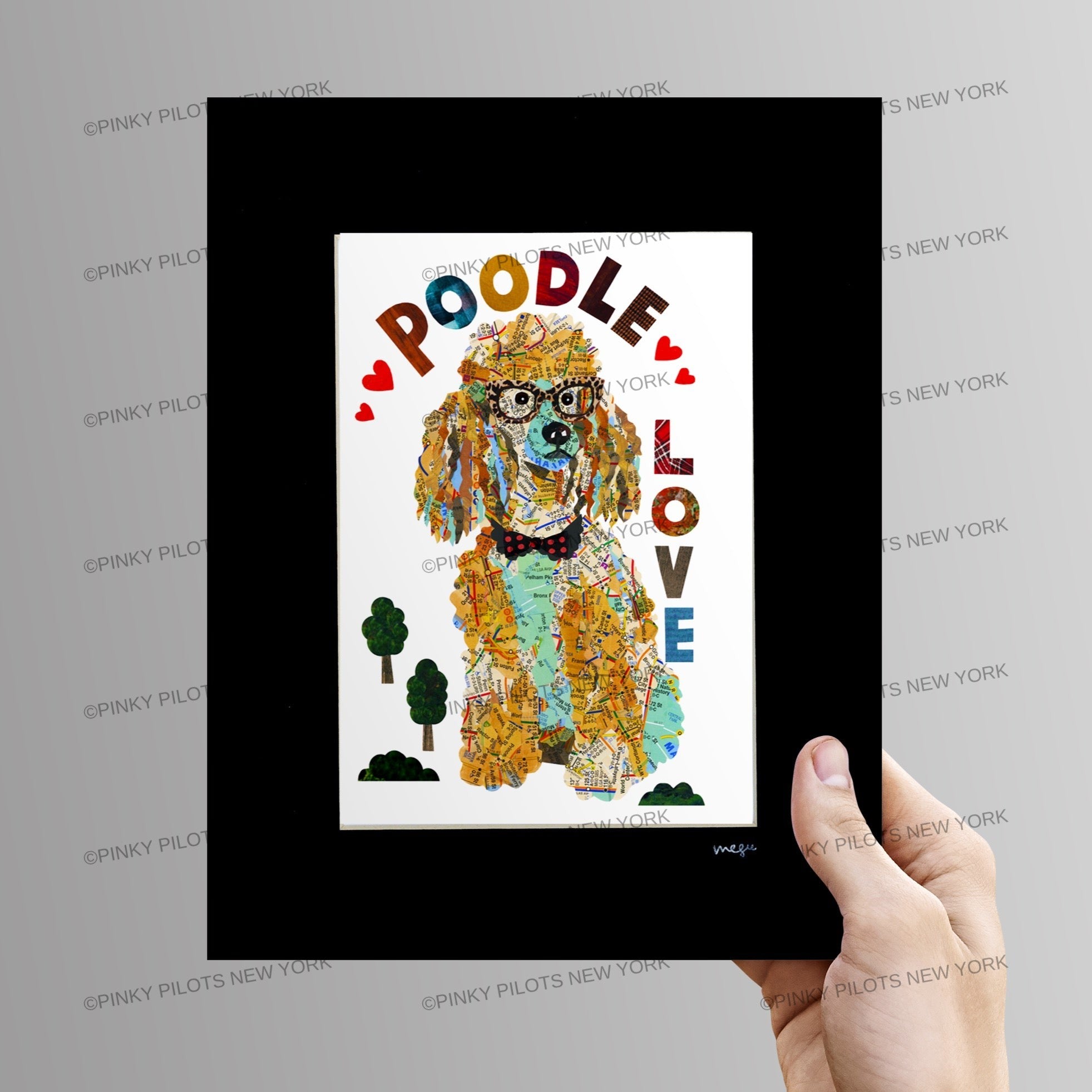 Map dog love TOY POODLE dog /POODLE ART