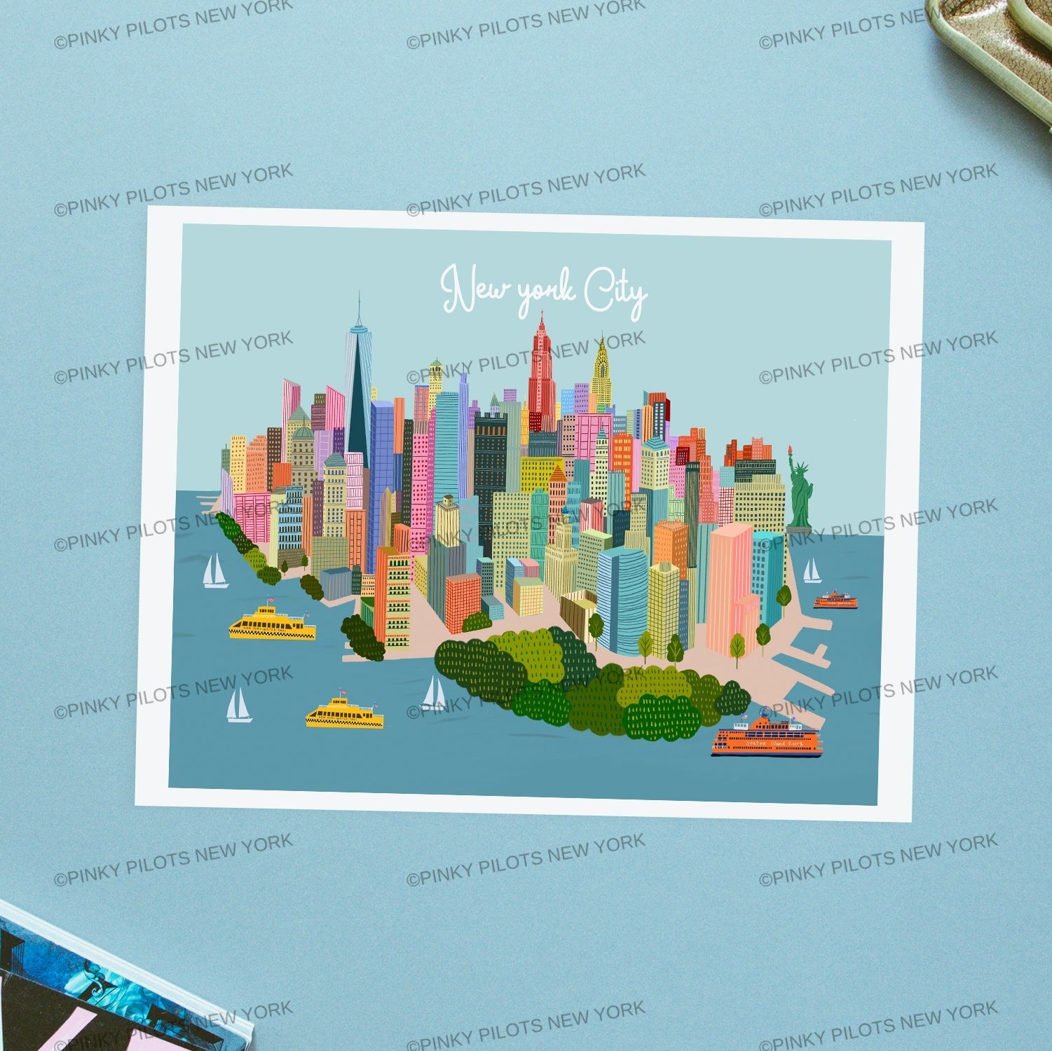 Manhattan Skyline Art Print/NYC art print/New York illustration
