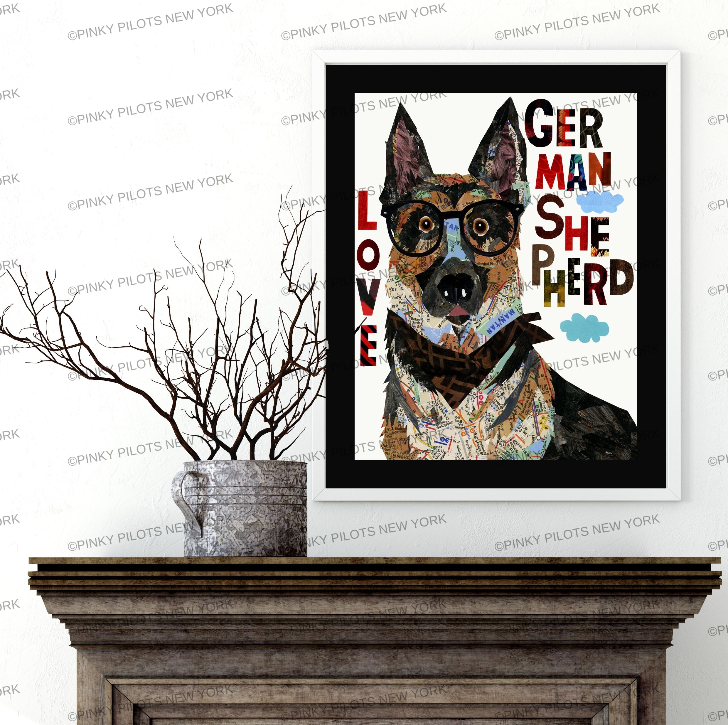 Map Dog German shepherd  - German shepherd art