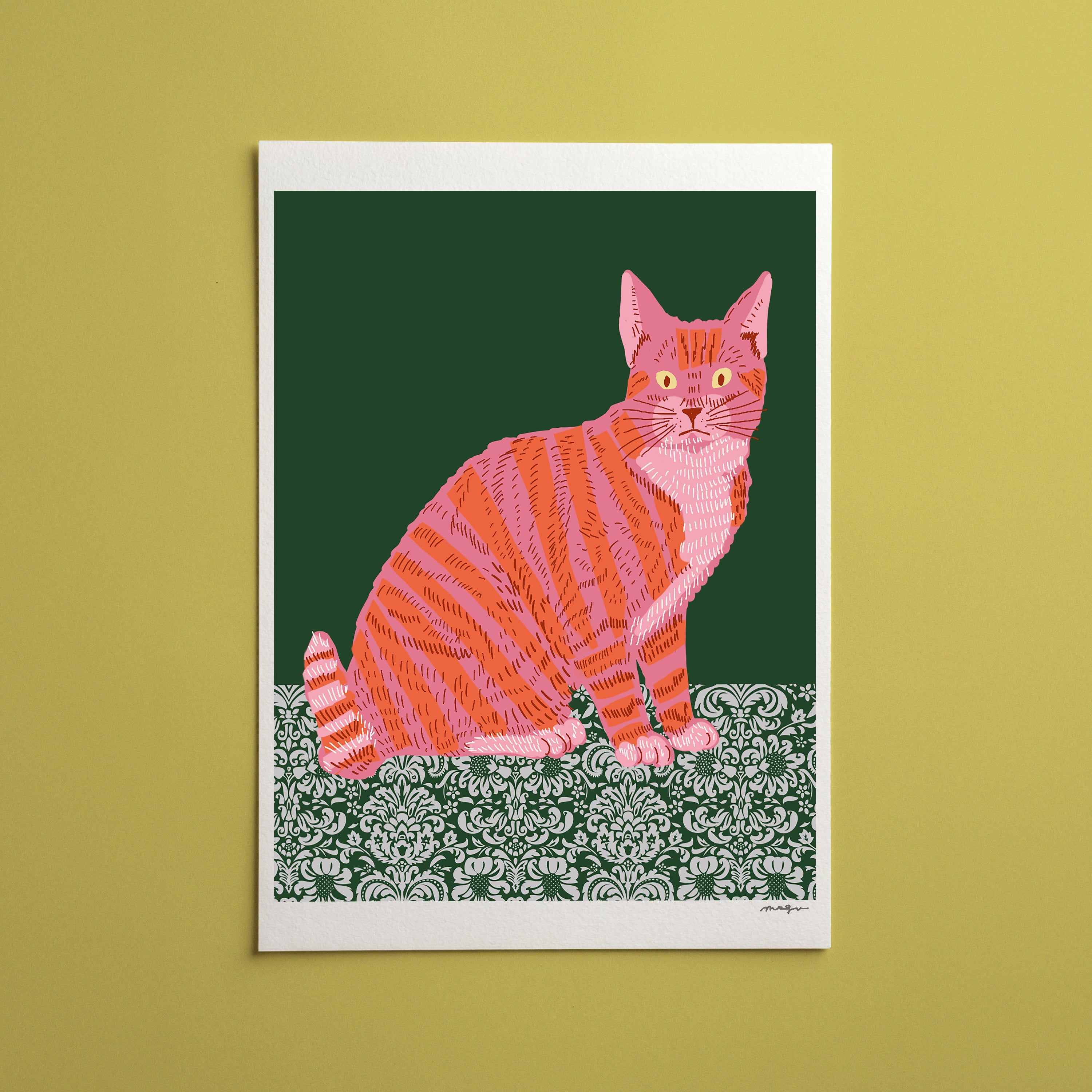 Cat art print/cat illustration /cat print wall art/art print cat/cat/cat art/cat New York art/