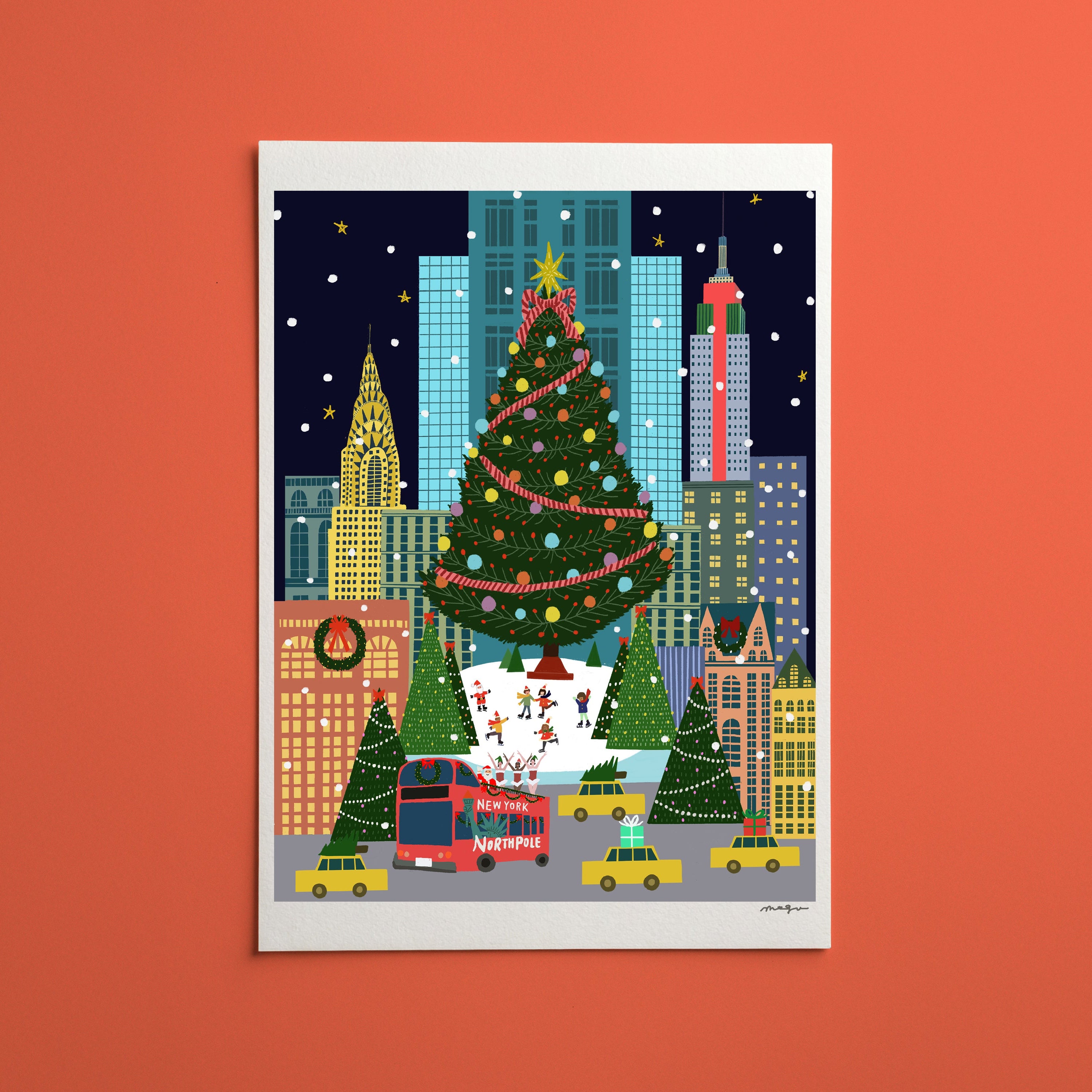 Christmas NYC Art print/Holiday NYC art print