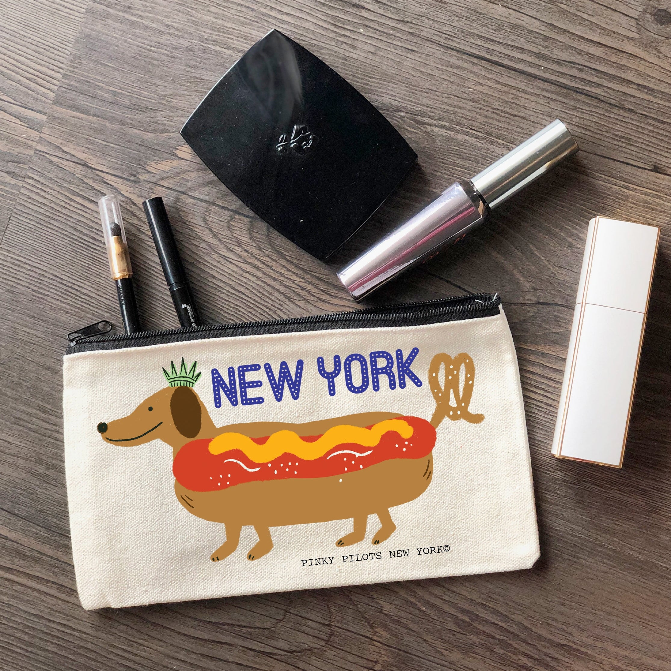 Hot Dog New York Cotton Canvas Pouch