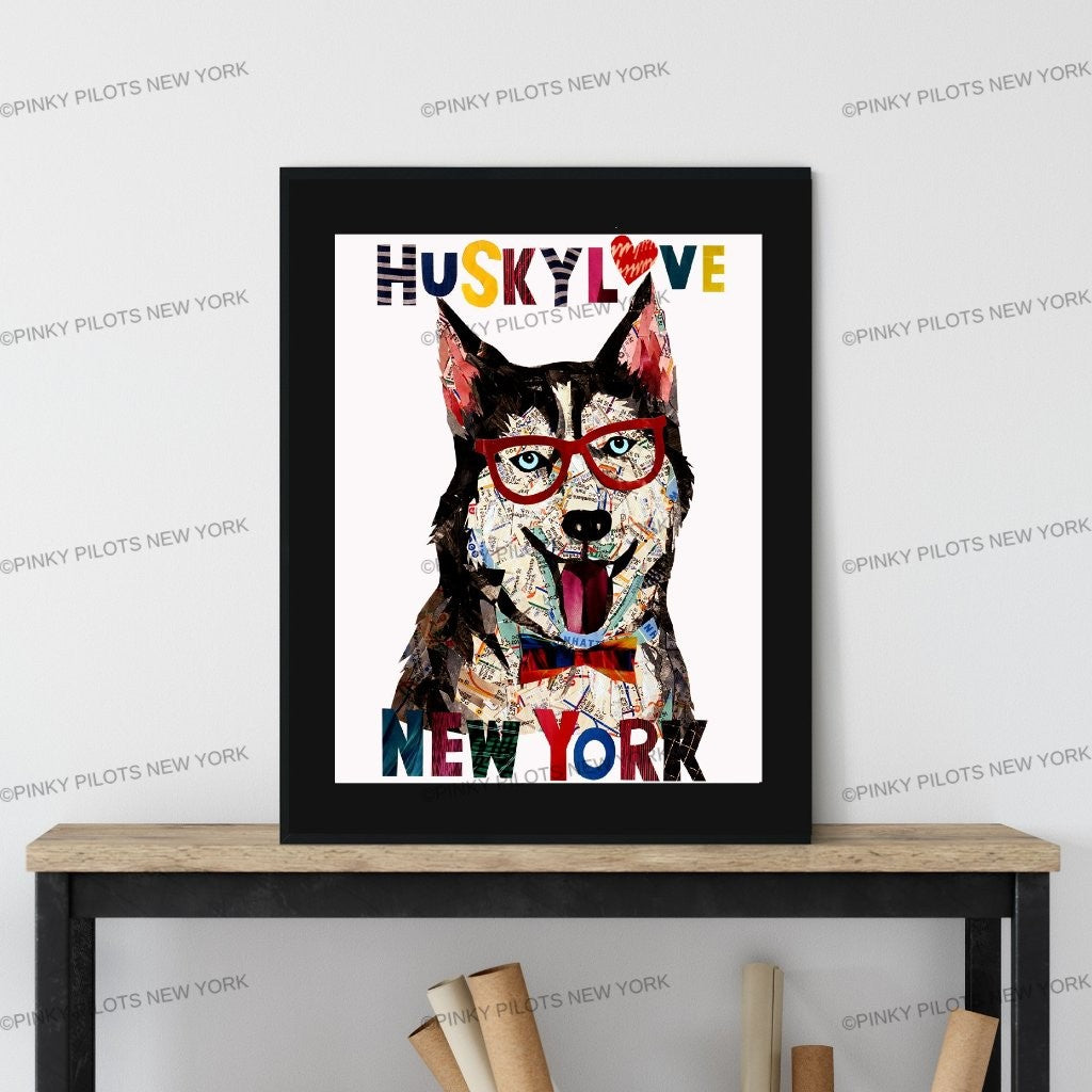 Map dog" Love HUSKY DOG"