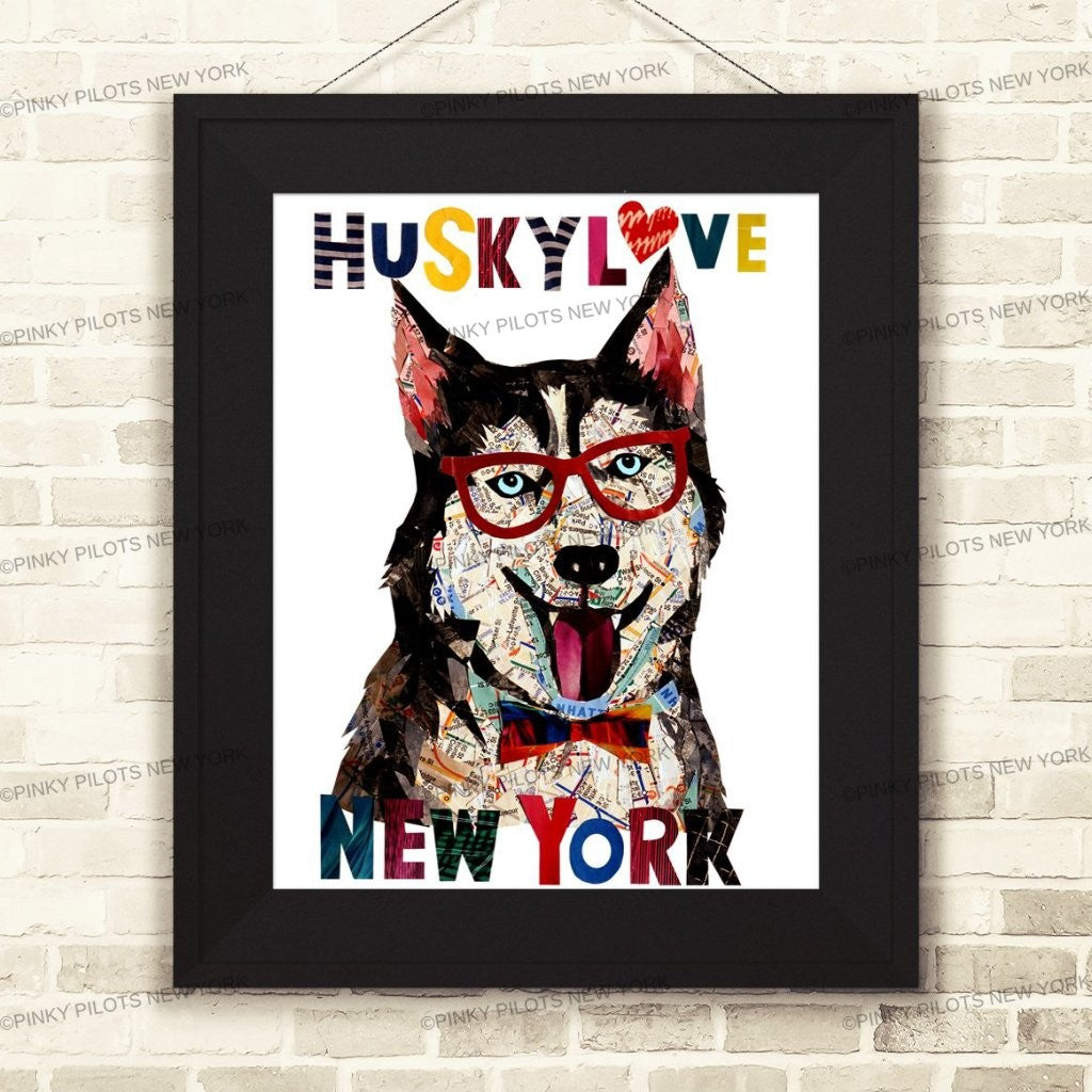 Map dog" Love HUSKY DOG"
